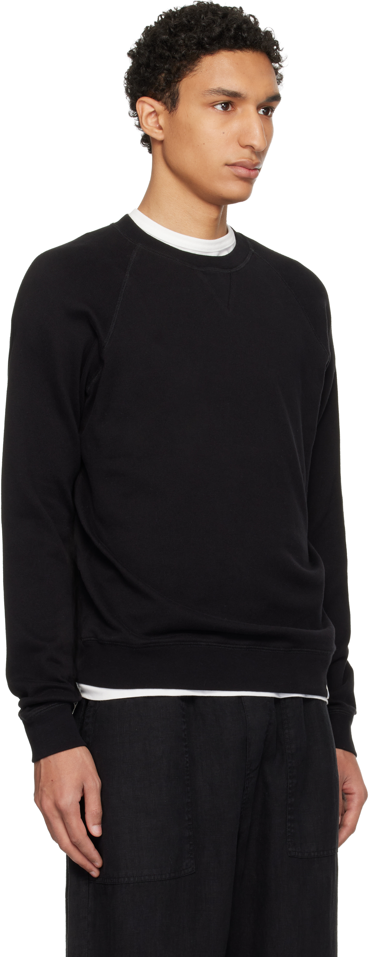 Merz b. Schwanen - Pull molletonné décontracté léger noir à manches raglan