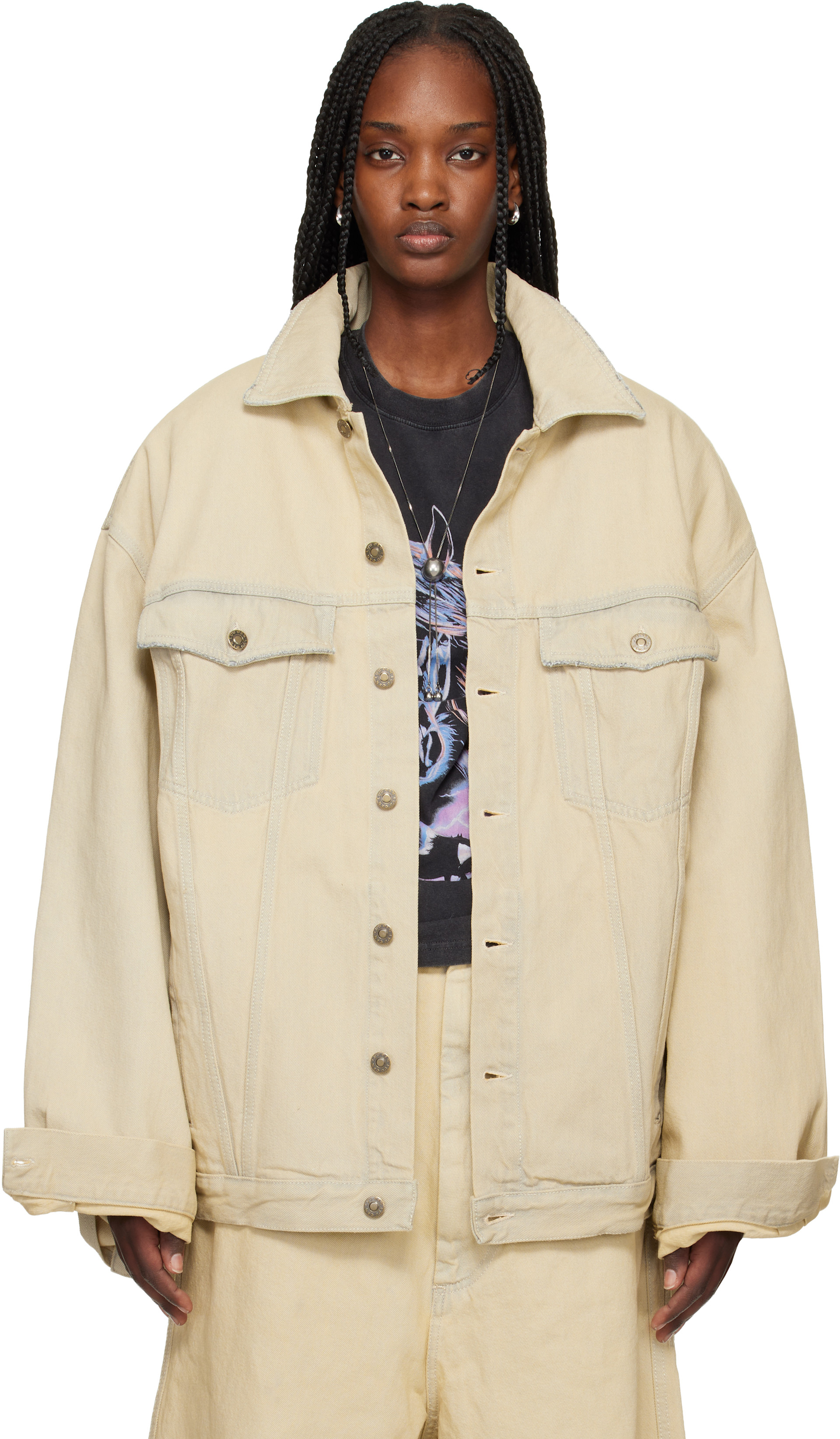 LU’U DAN - Blouson Drifter blanc cassé en denim