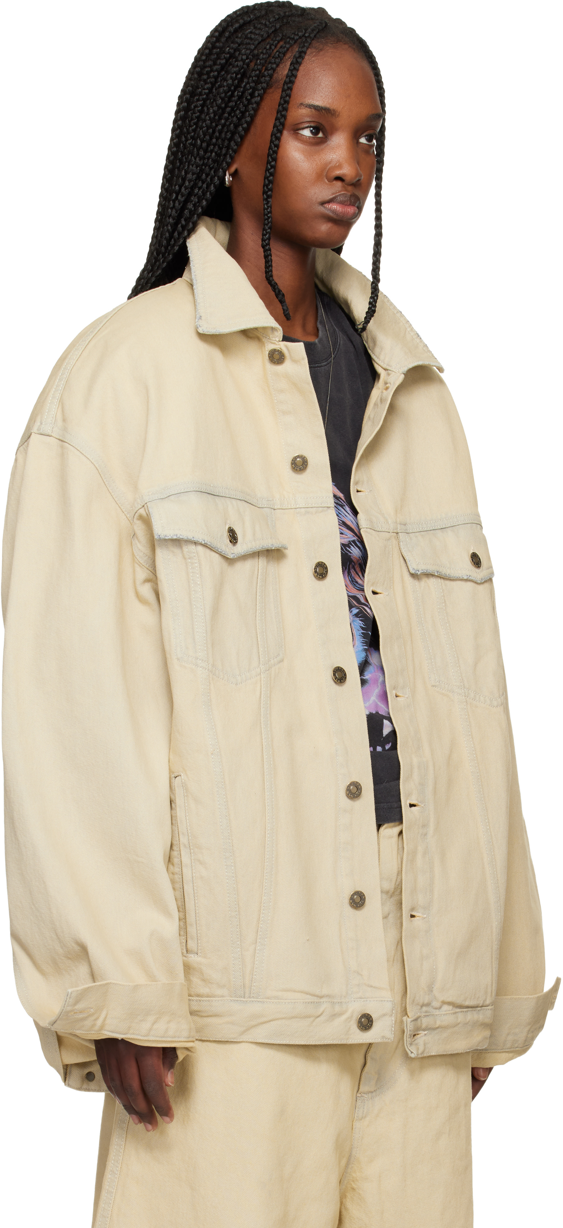 LU’U DAN - Blouson Drifter blanc cassé en denim