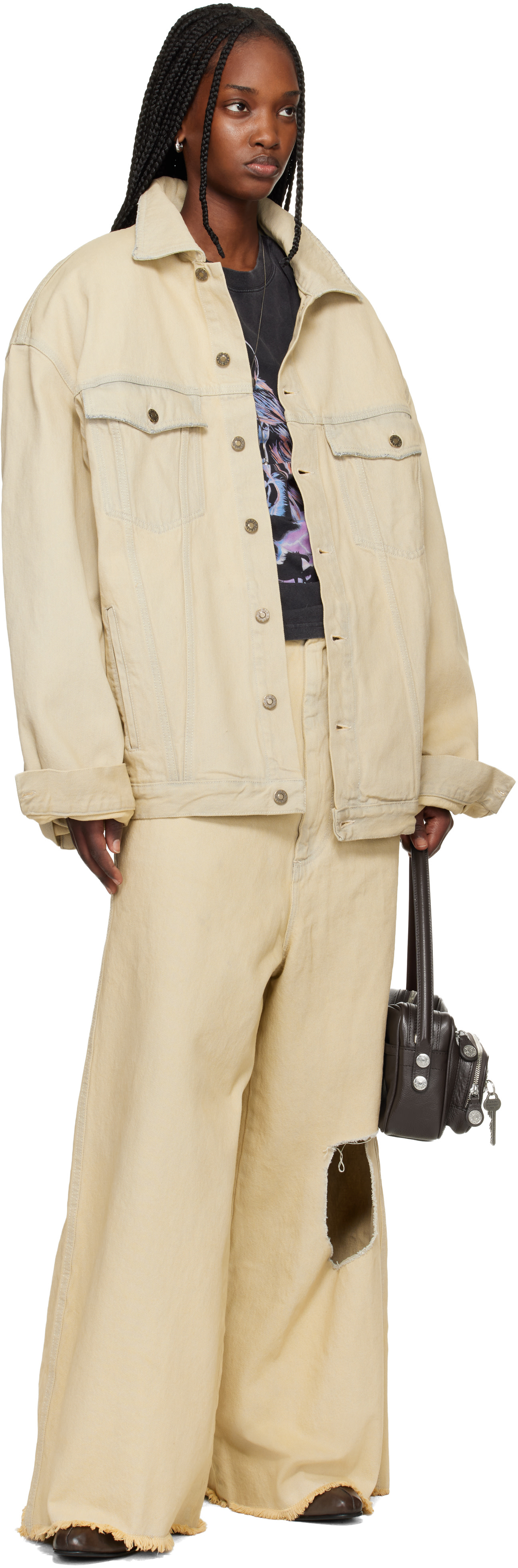 LU’U DAN - Blouson Drifter blanc cassé en denim