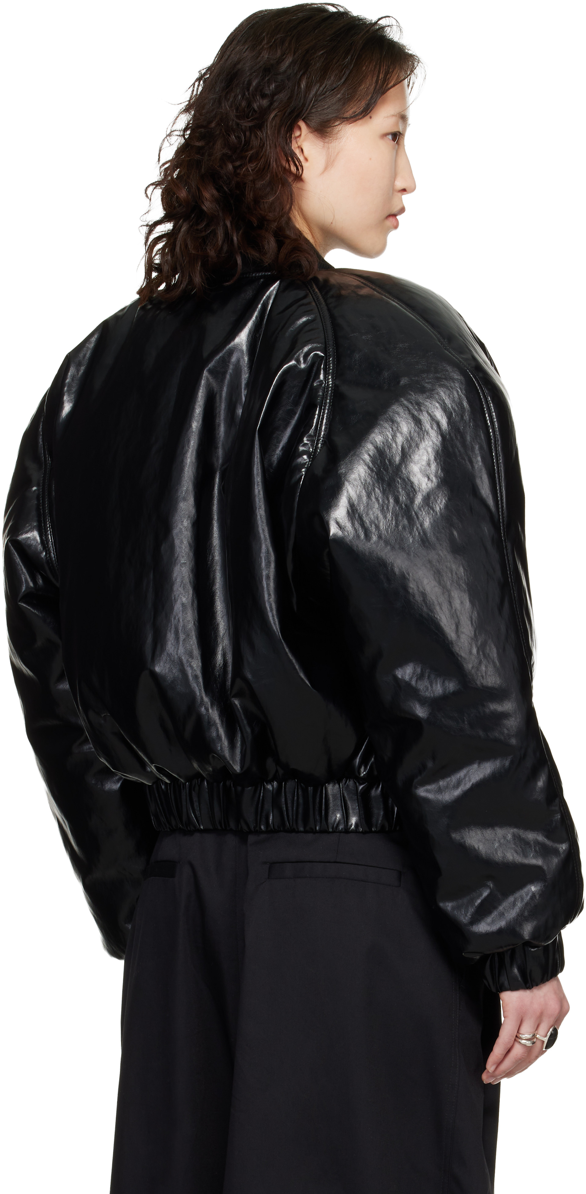 LU'U DAN - Black Riot Faux-Leather Bomber Jacket