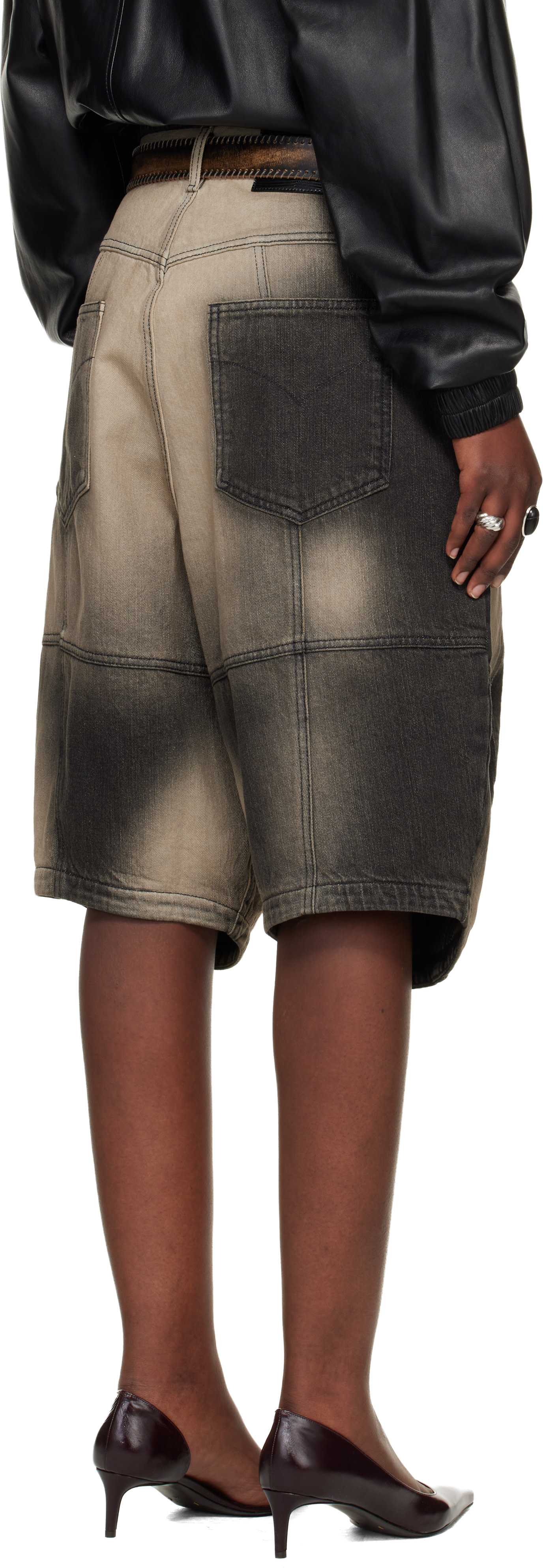 LU’U DAN - Short Puffa gris en denim