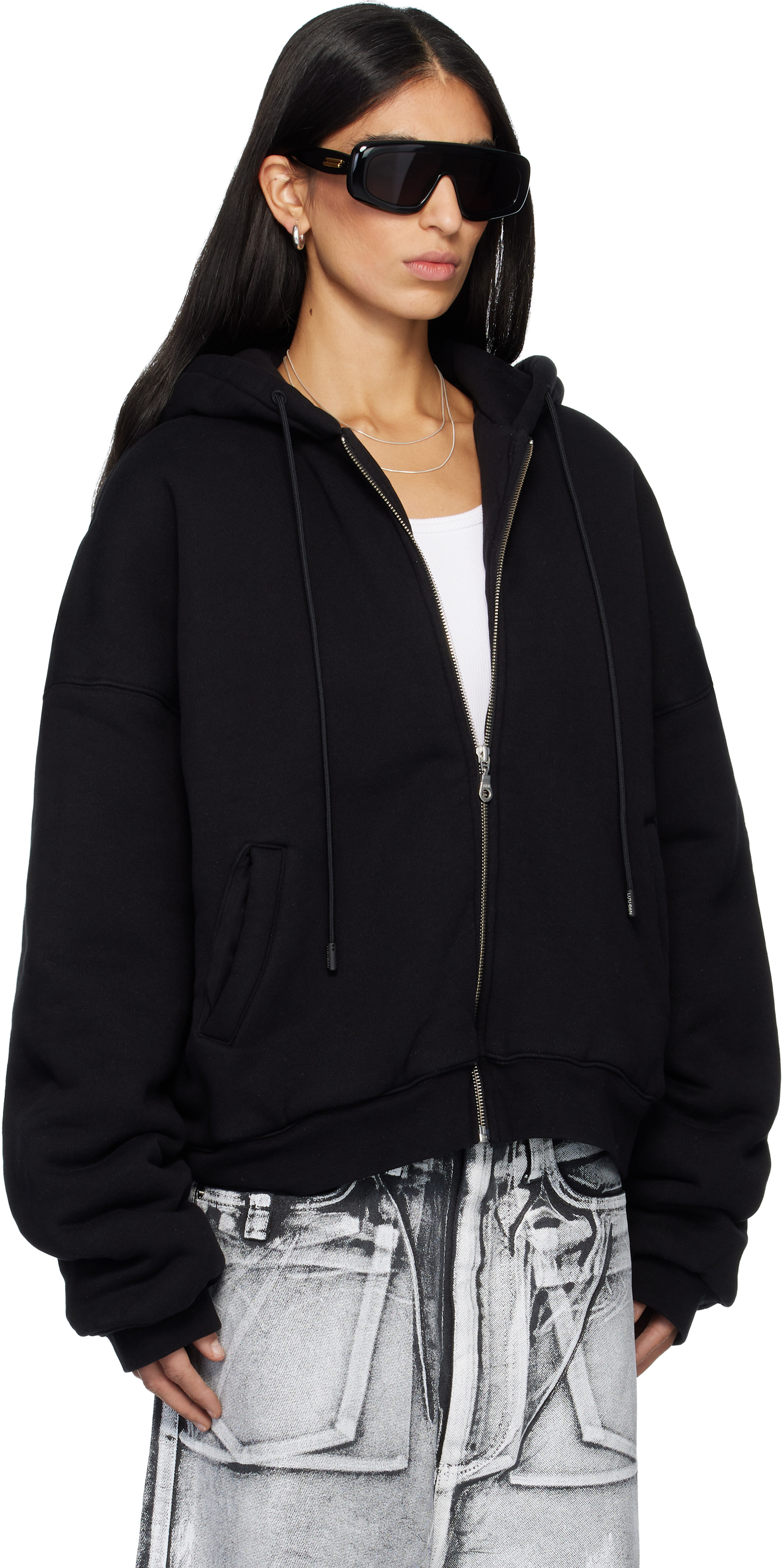 LU’U DAN - Pull à capuche ouatiné noir exclusif à SSENSE