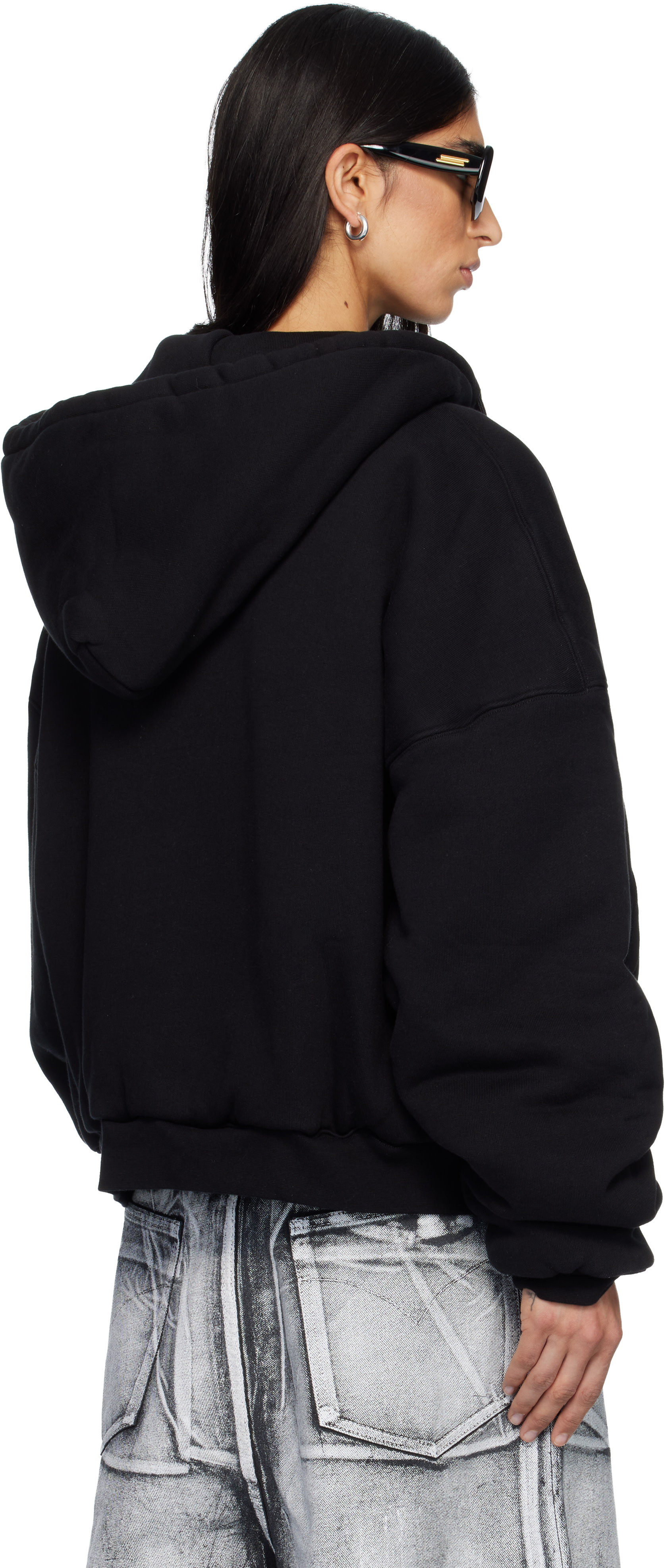 LU’U DAN - Pull à capuche ouatiné noir exclusif à SSENSE
