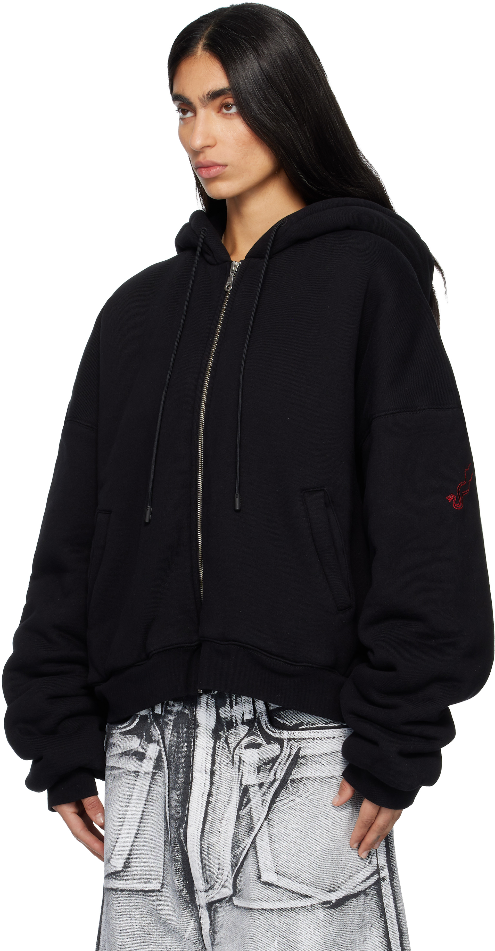 LU’U DAN - Pull à capuche ouatiné noir exclusif à SSENSE