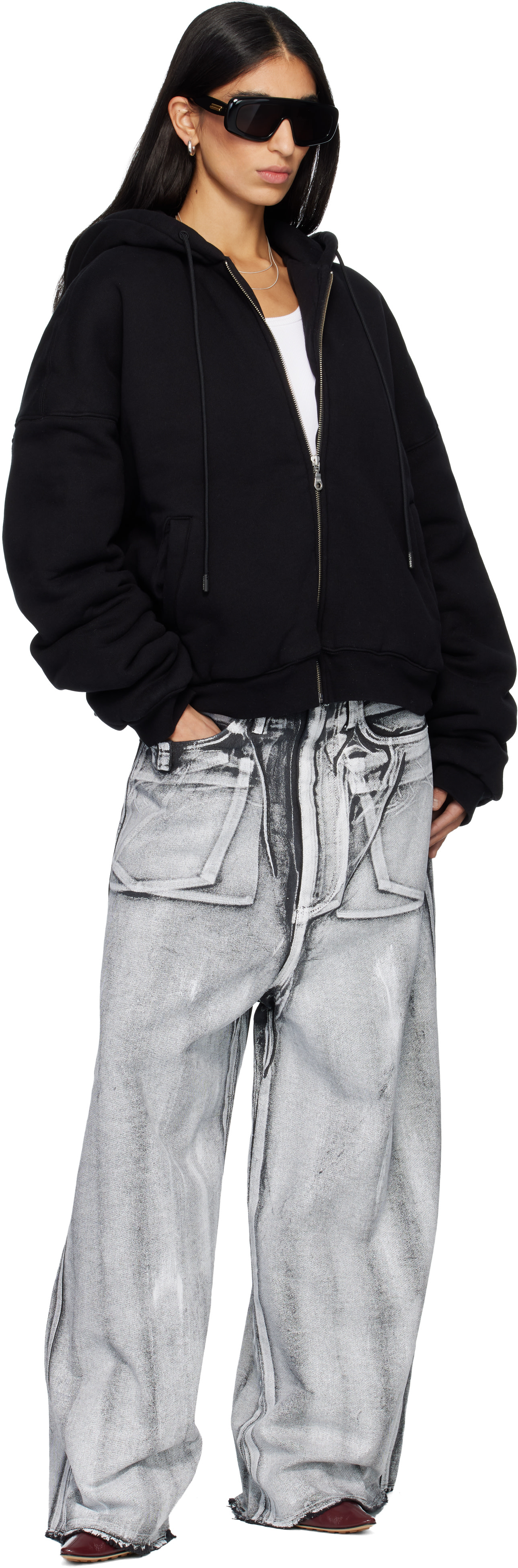 LU’U DAN - Pull à capuche ouatiné noir exclusif à SSENSE