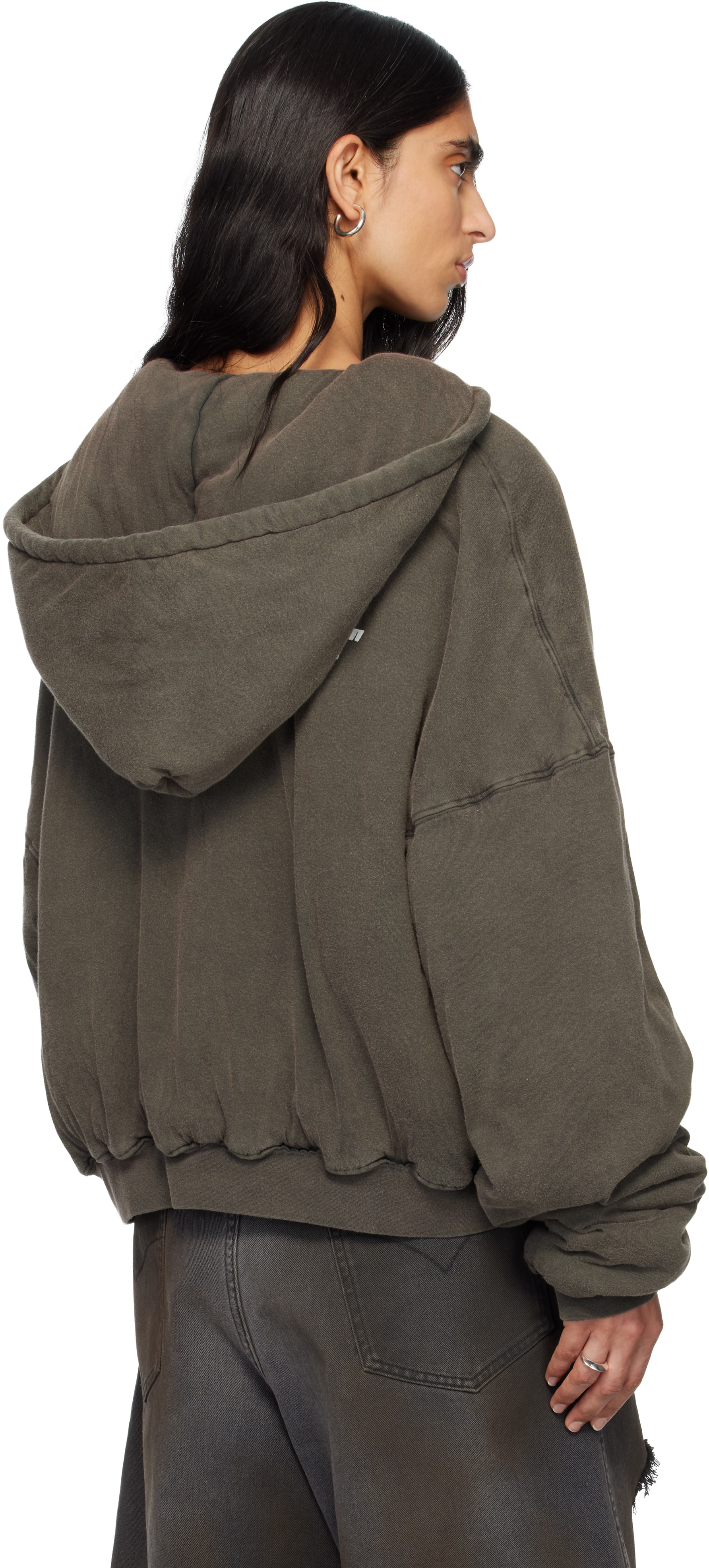 LU’U DAN - Pull à capuche rembourré gris