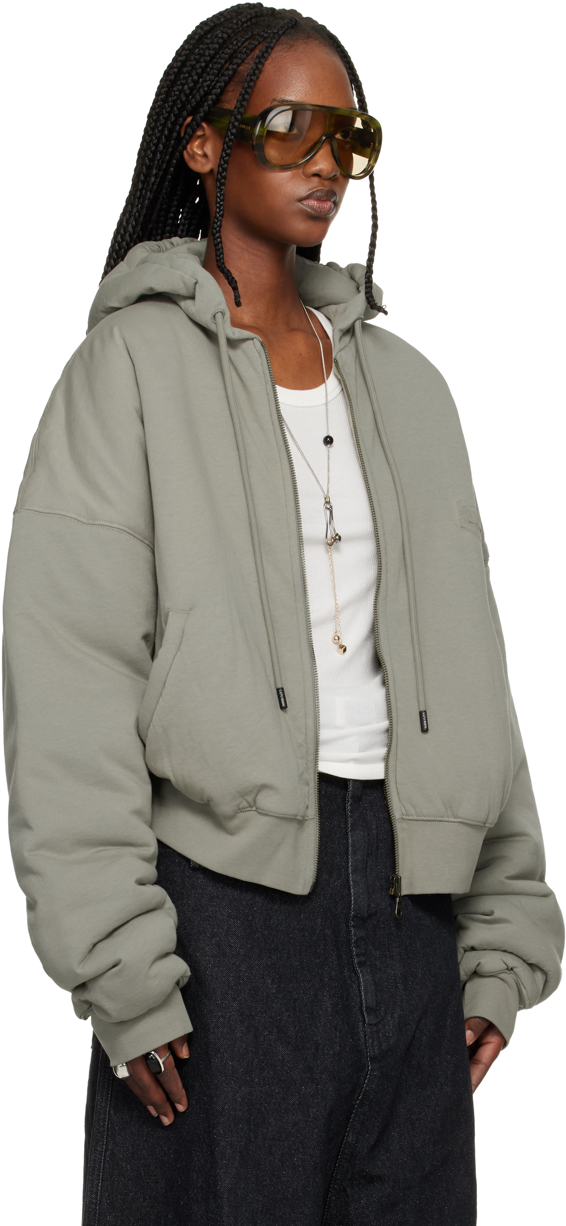 LU’U DAN - Pull à capuche rembourré gris