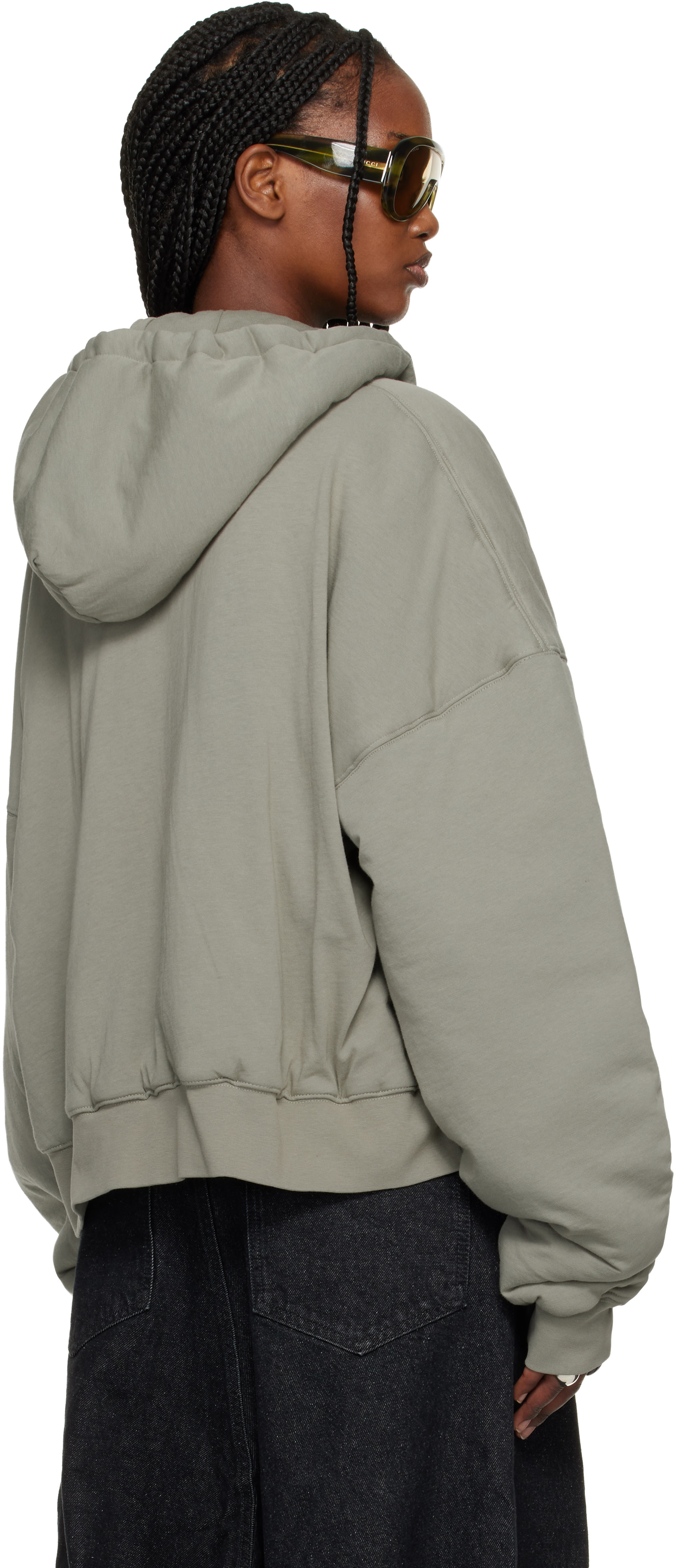 LU’U DAN - Pull à capuche rembourré gris