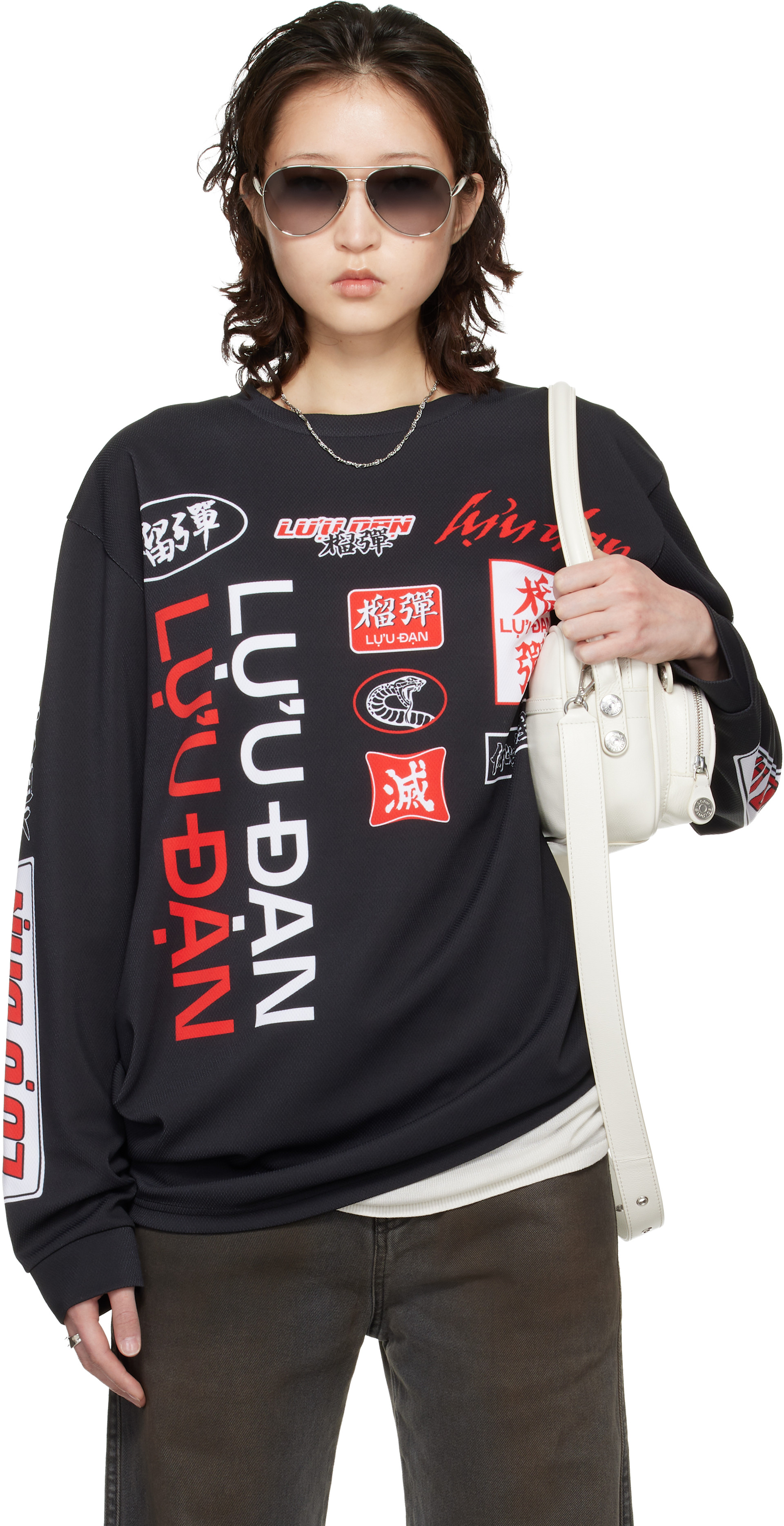 LU'U DAN: Black Oversized Long Sleeve T-shirt | SSENSE