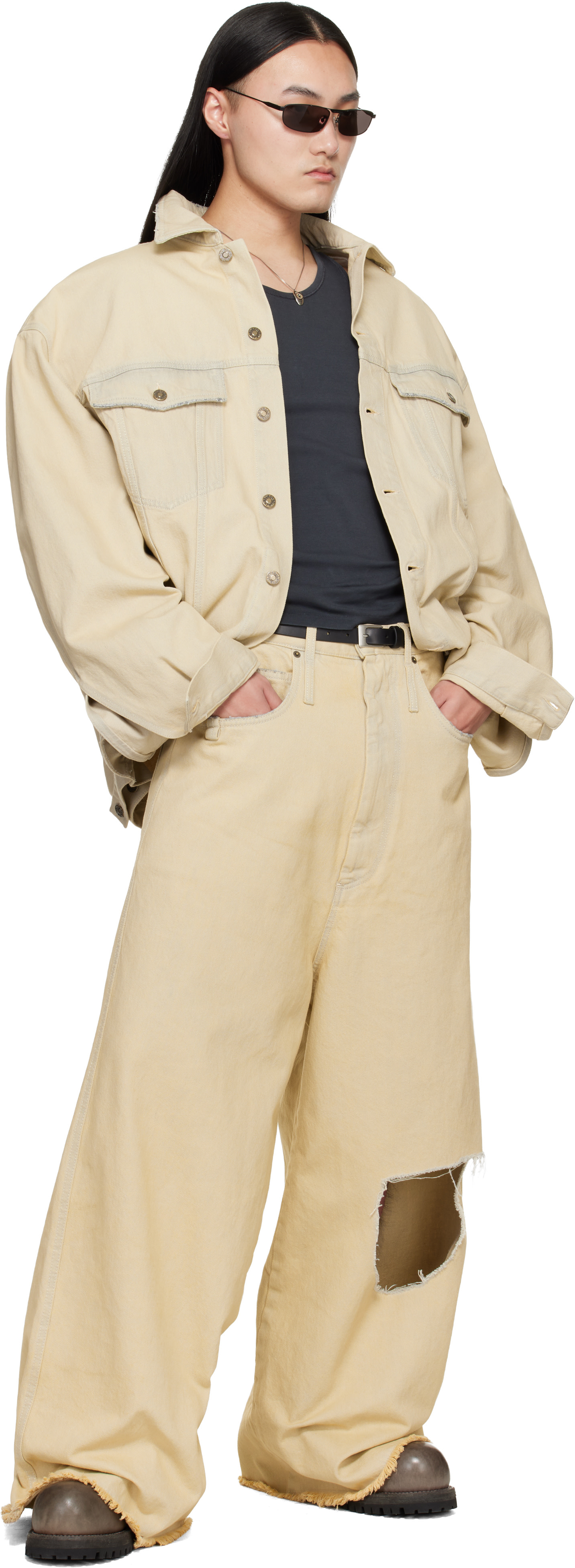 LU’U DAN - Blouson Drifter blanc cassé en denim