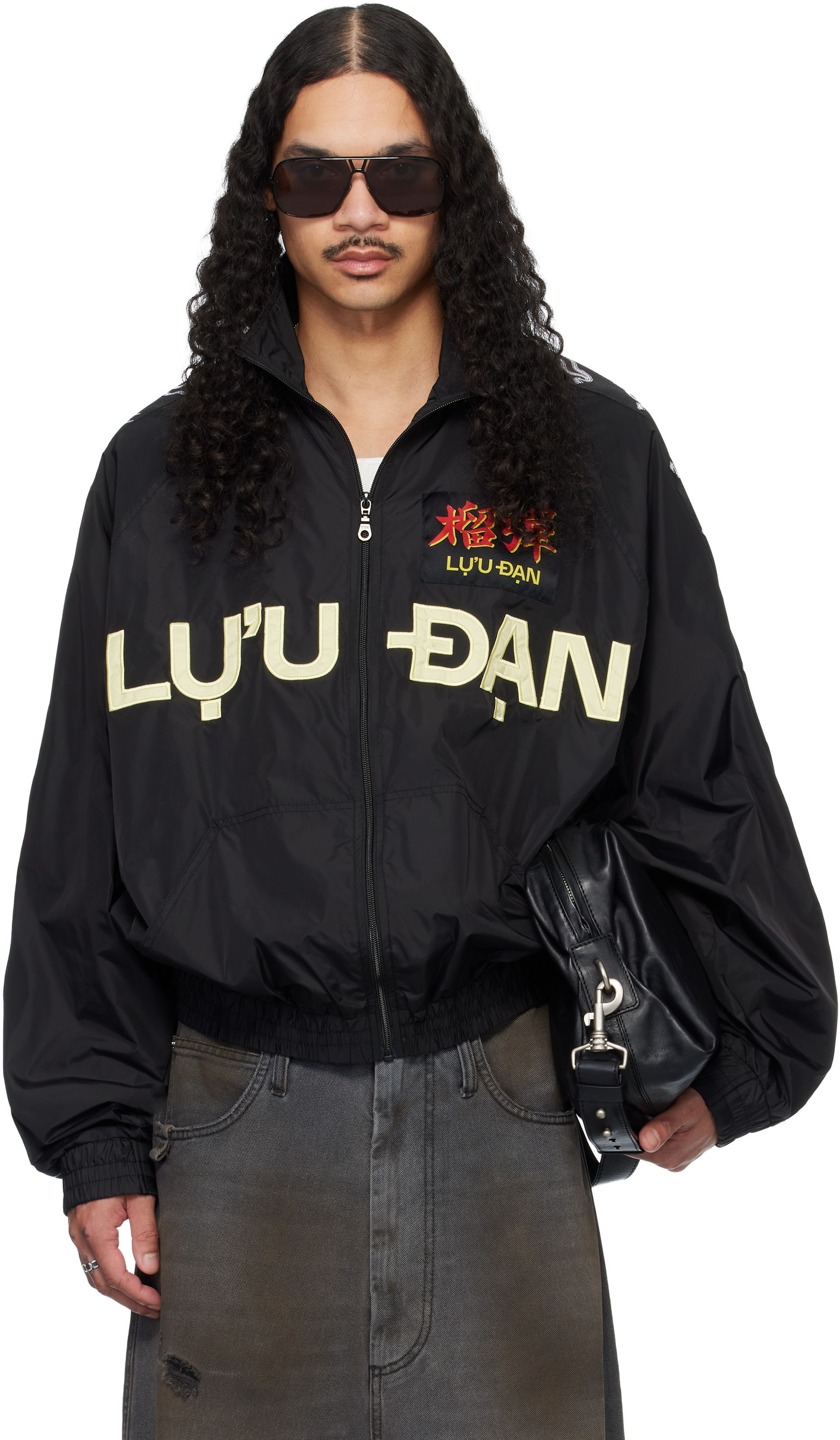 LU’U DAN - Blouson coupe-vent noir à logo