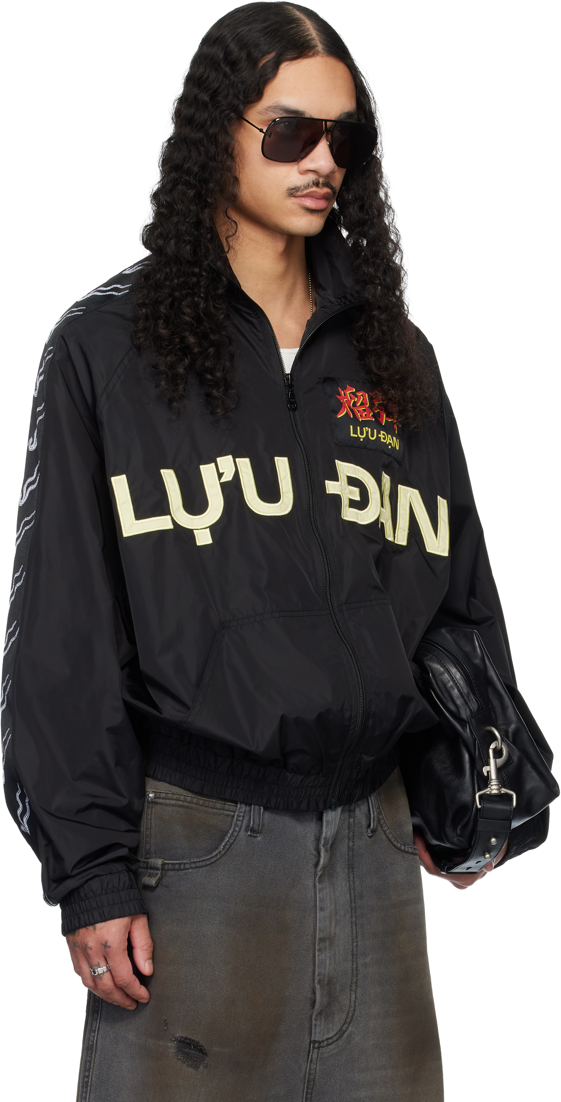 LU’U DAN - Blouson coupe-vent noir à logo
