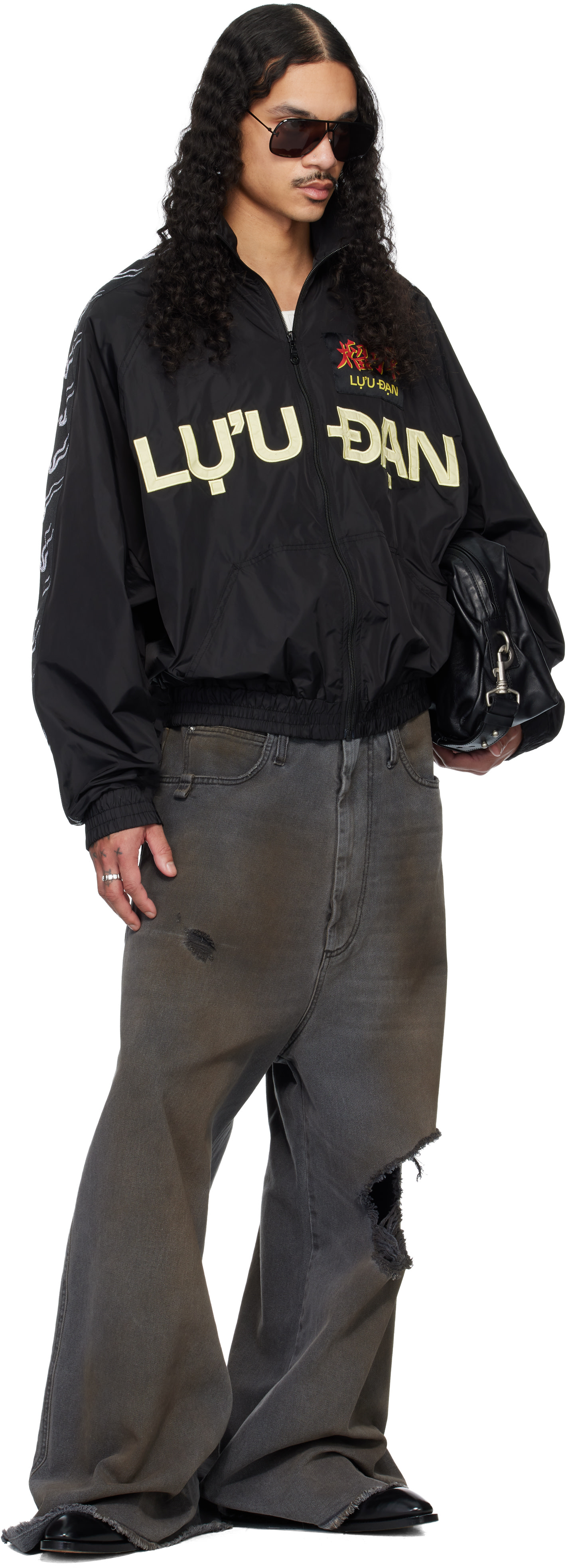 LU’U DAN - Blouson coupe-vent noir à logo