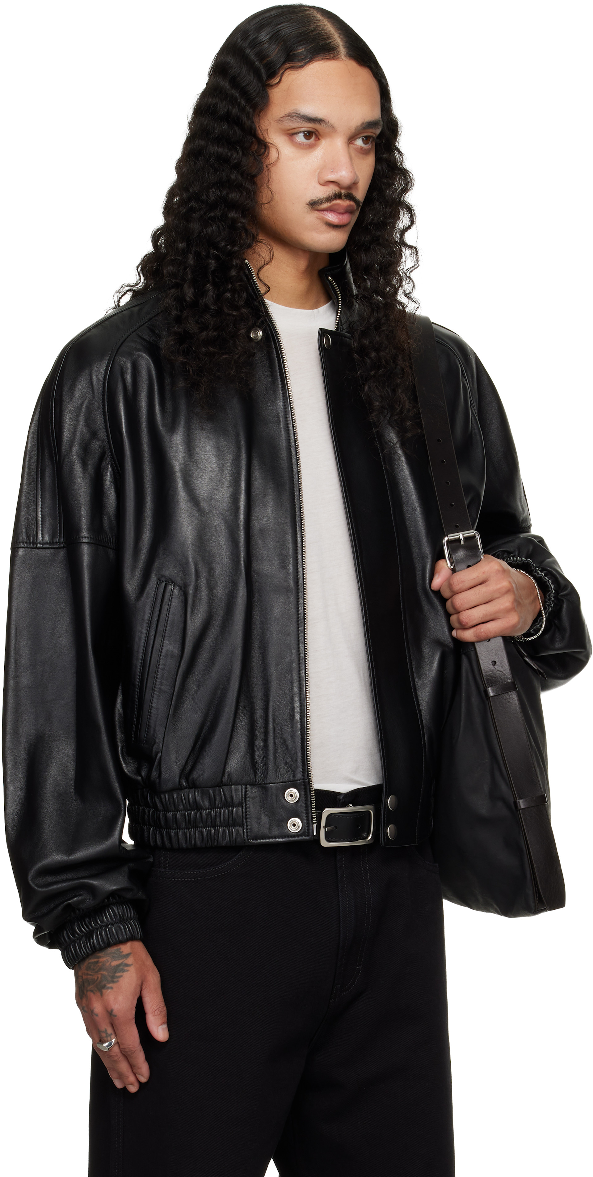 LU’U DAN - Blouson noir en cuir