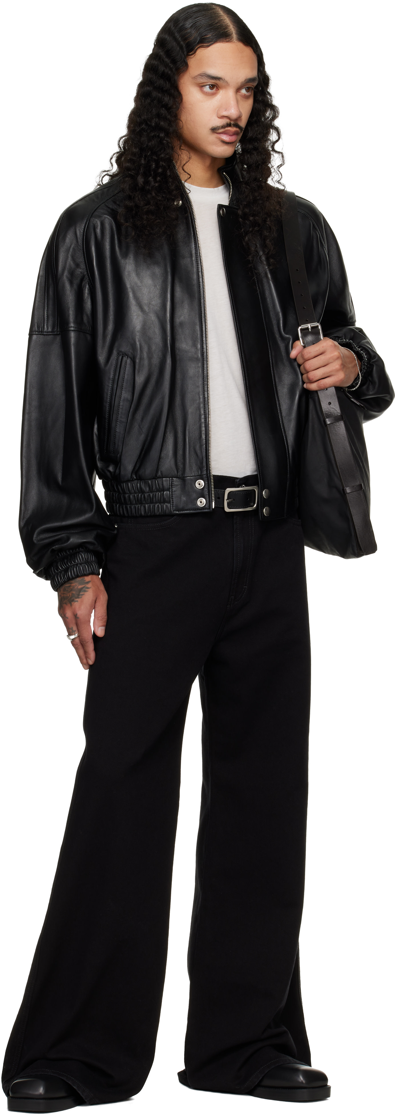 LU’U DAN - Blouson noir en cuir