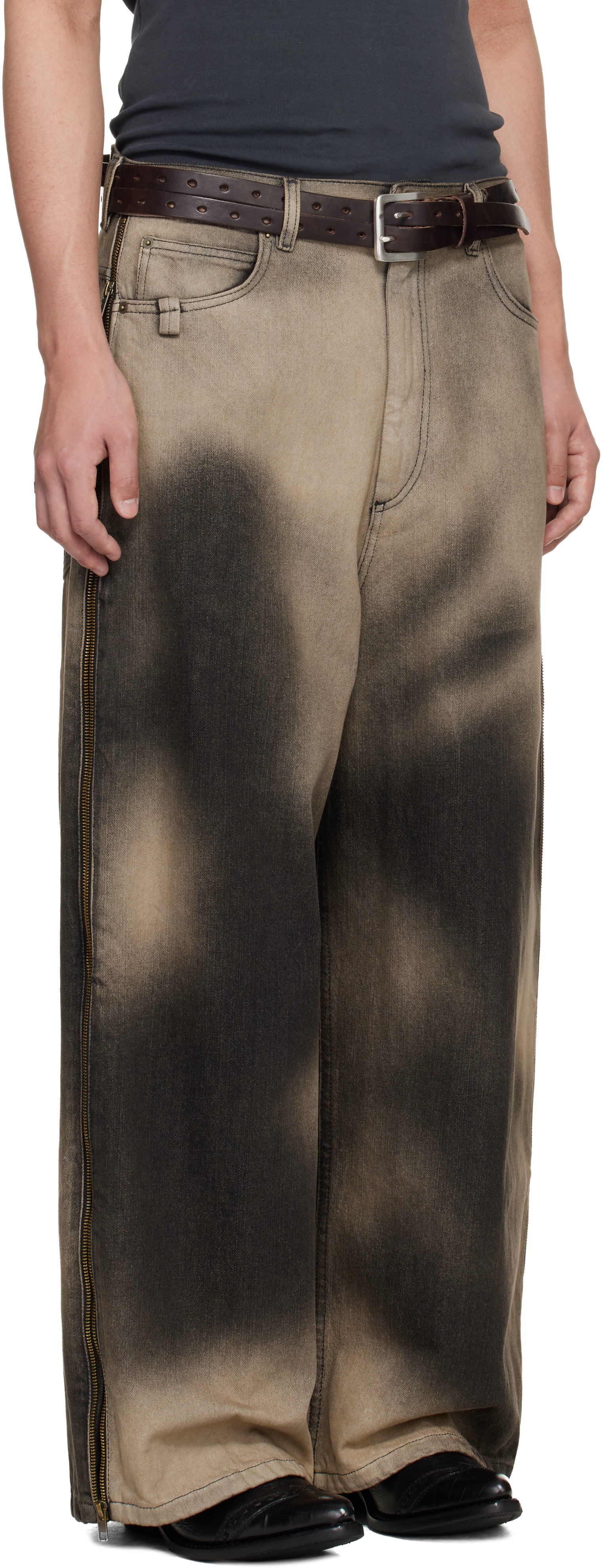 LU'U DAN - Gray Side Zip Jeans