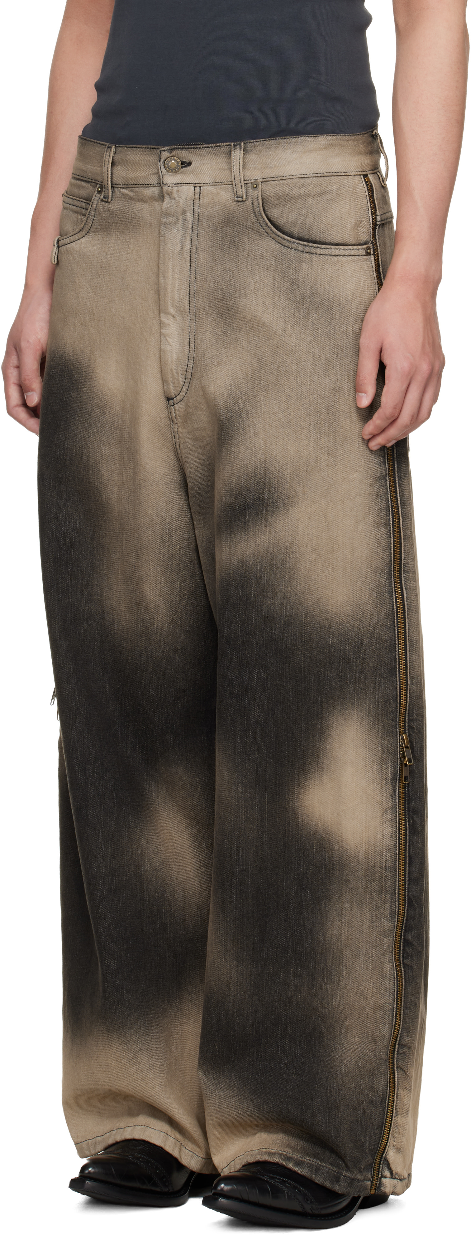LU'U DAN - Gray Side Zip Jeans