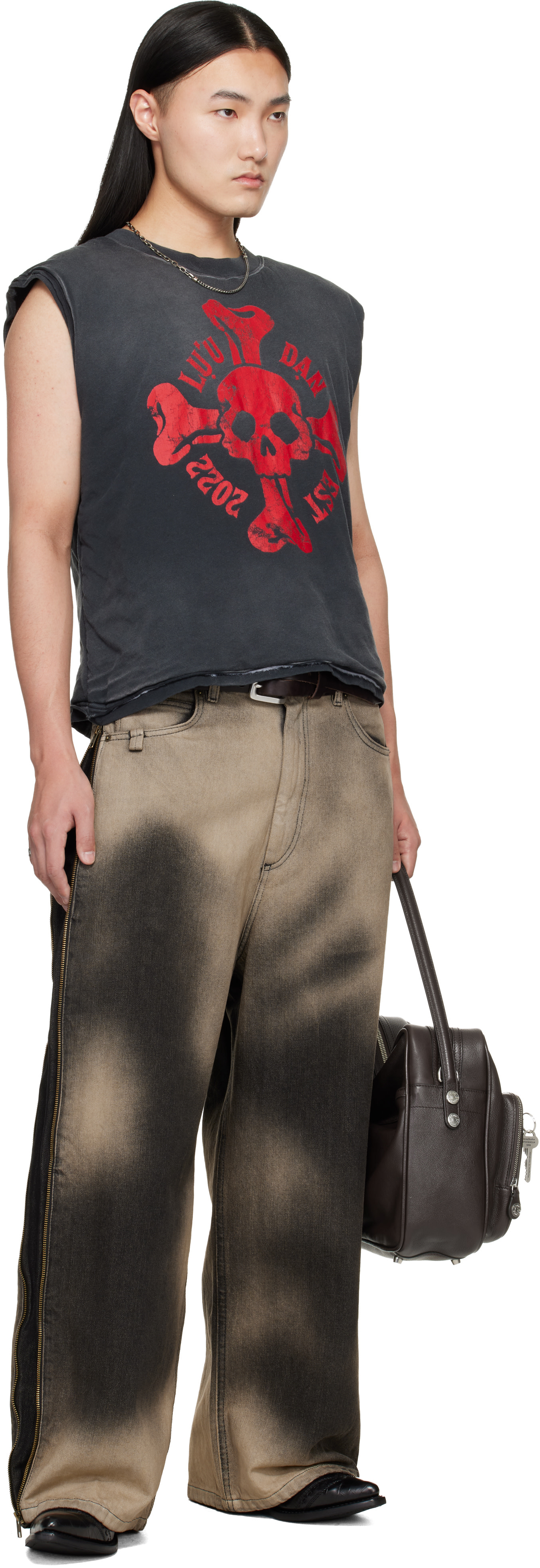 LU'U DAN - Gray Side Zip Jeans