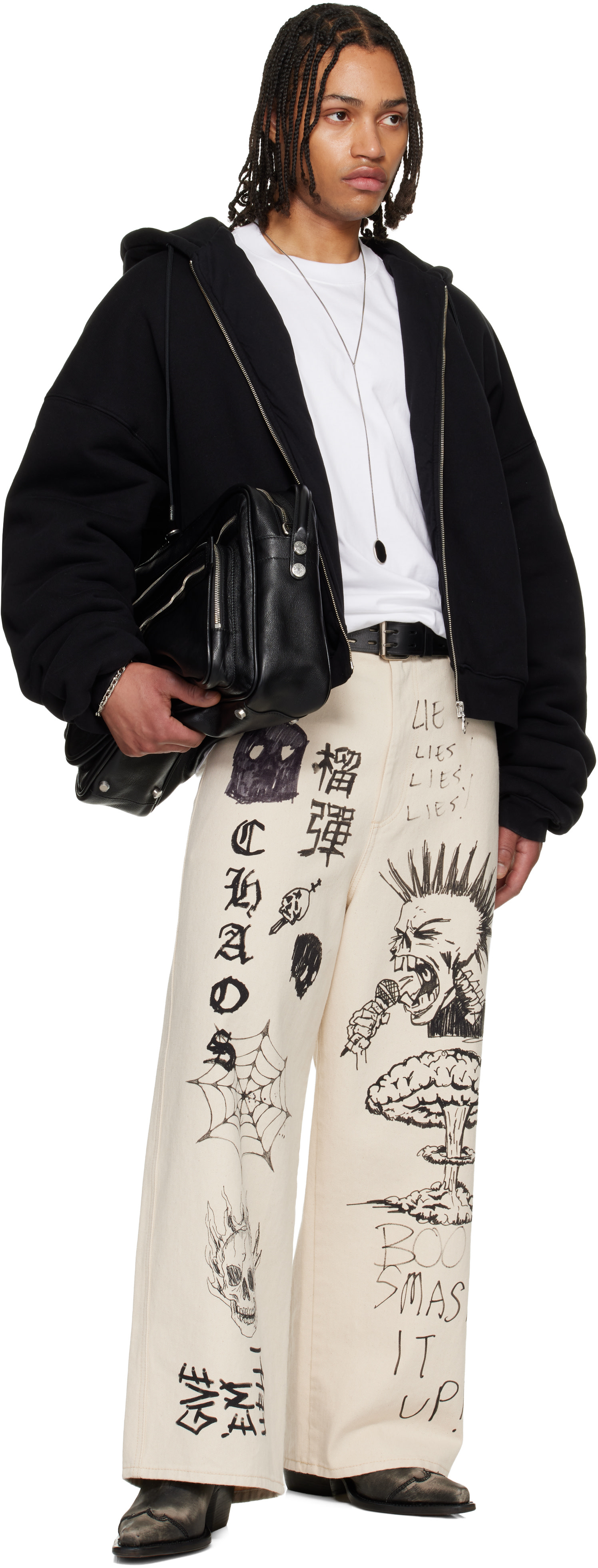 LU’U DAN - Jean Blue Collar blanc cassé