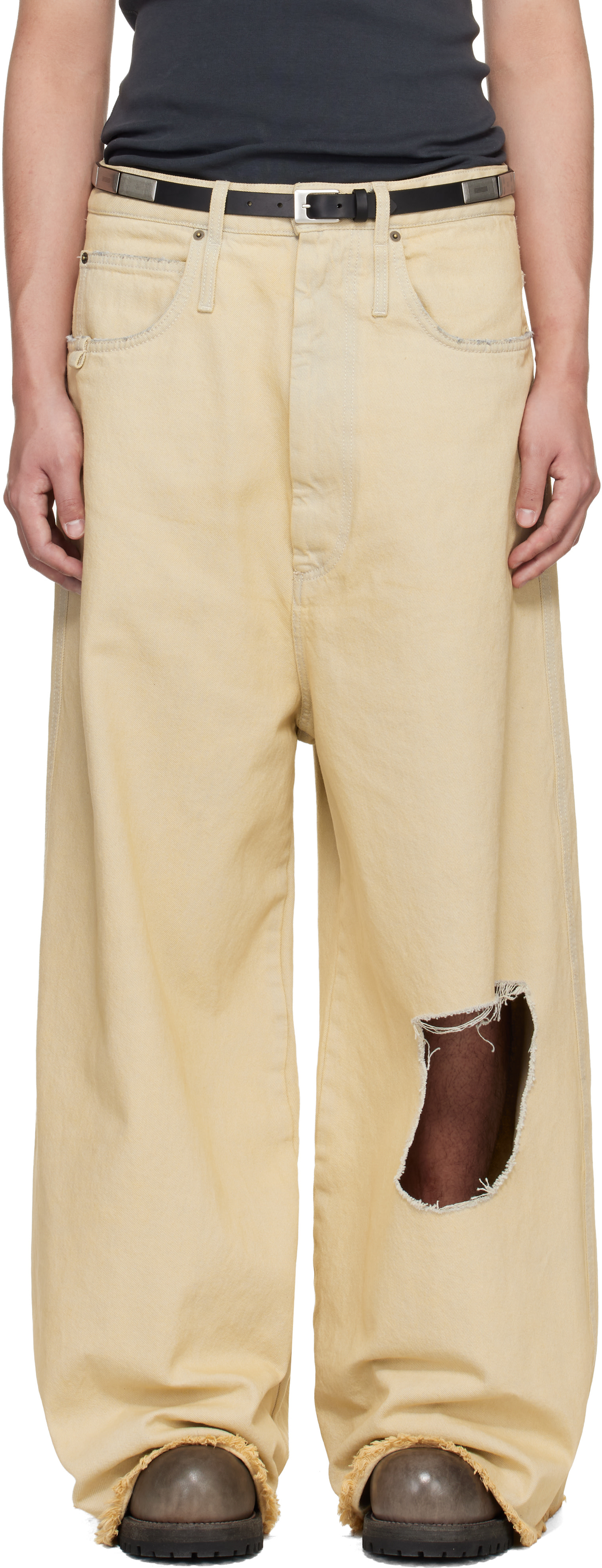 LU’U DAN - Jean Dumpster blanc cassé en denim