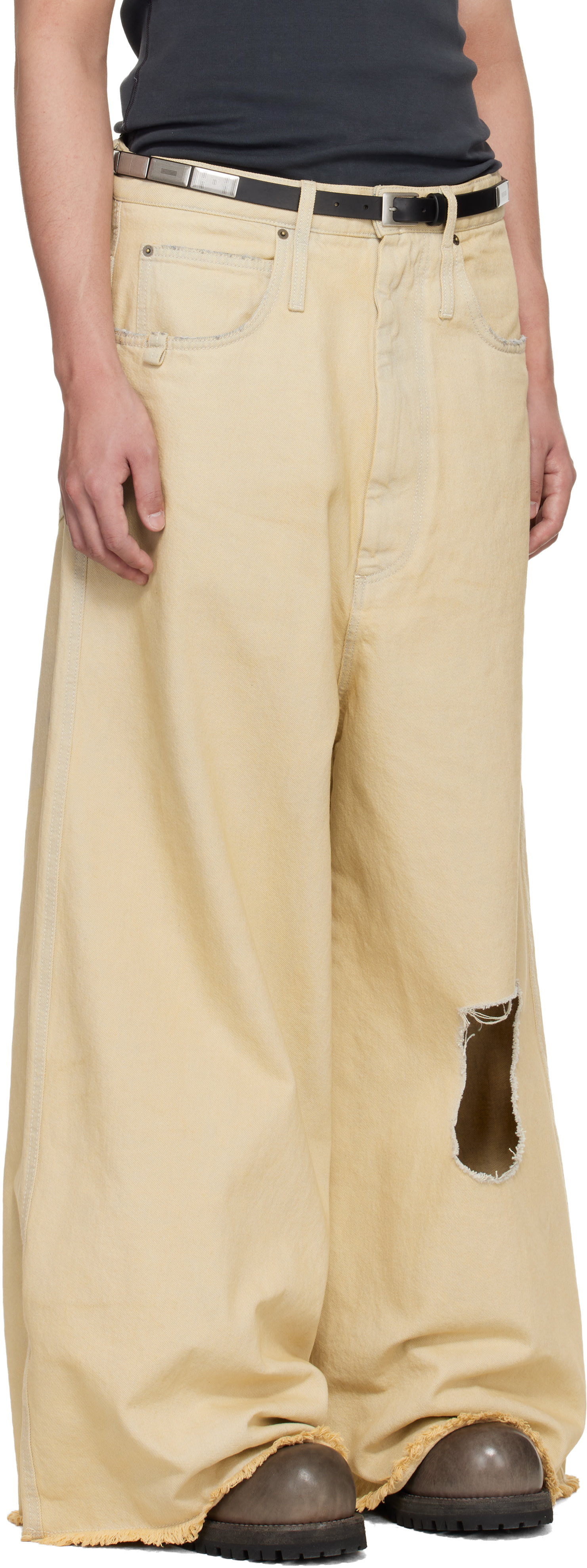 LU’U DAN - Jean Dumpster blanc cassé en denim