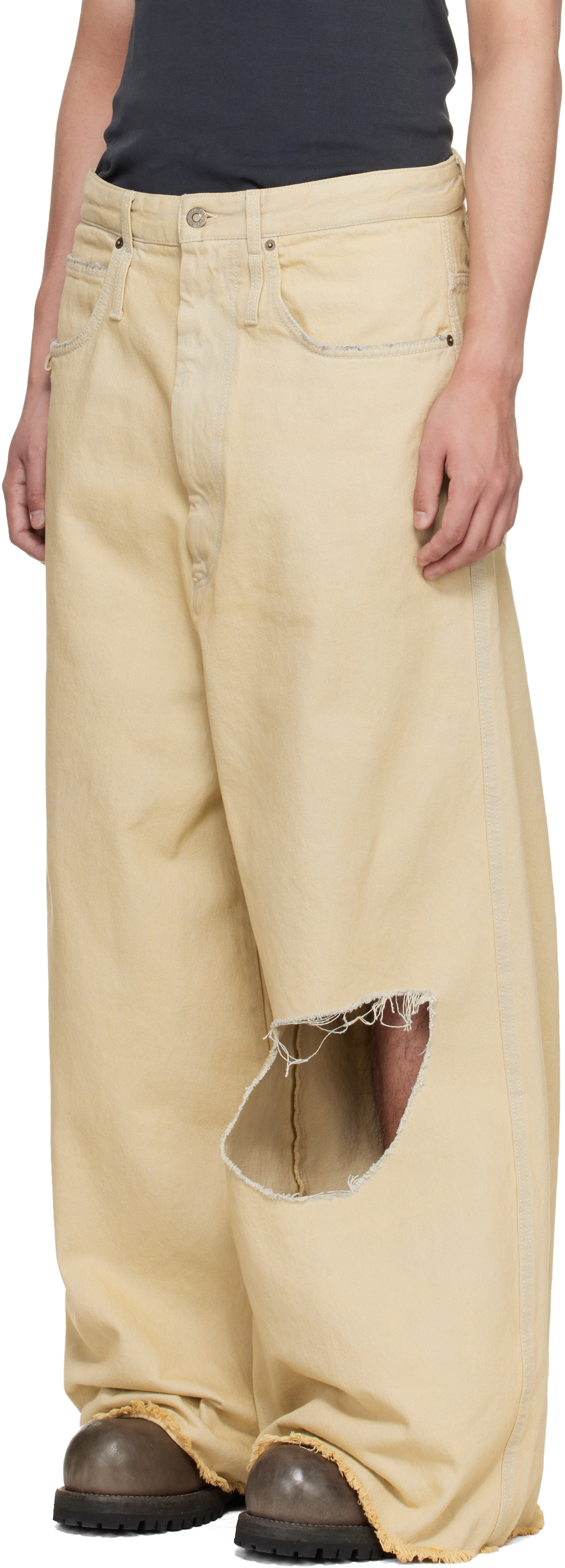 LU’U DAN - Jean Dumpster blanc cassé en denim