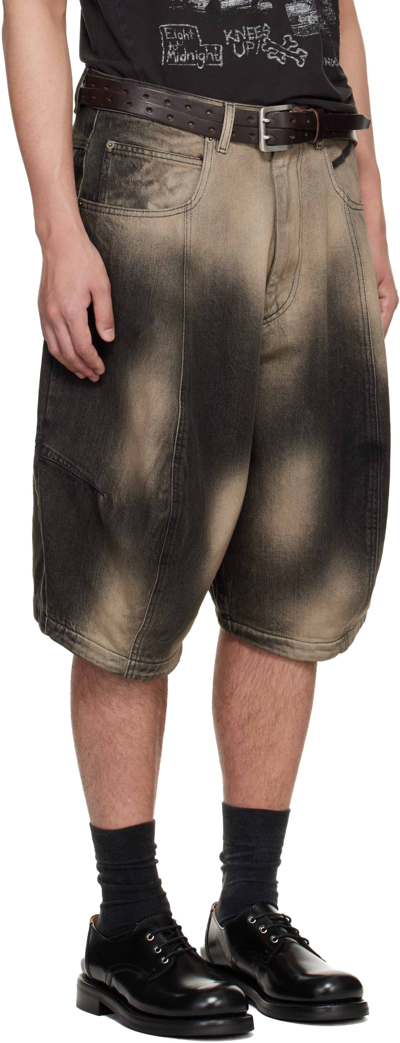 LU’U DAN - Short Puffa gris en denim