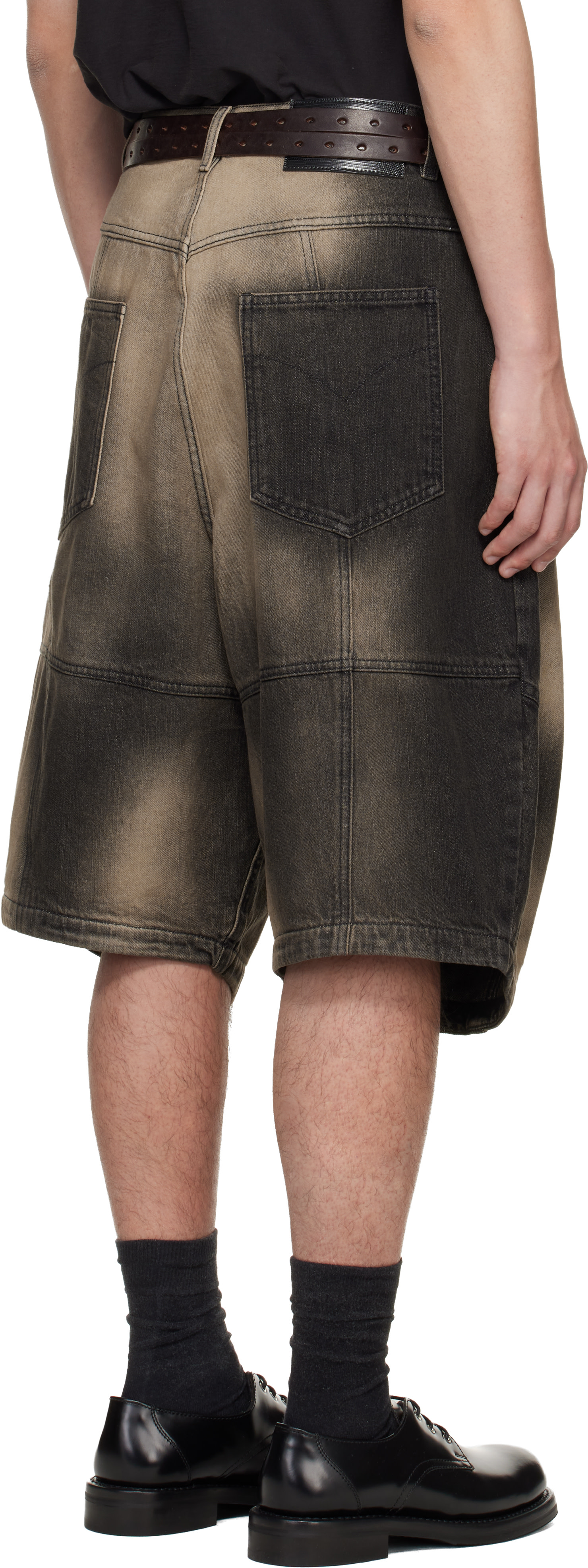 LU’U DAN - Short Puffa gris en denim