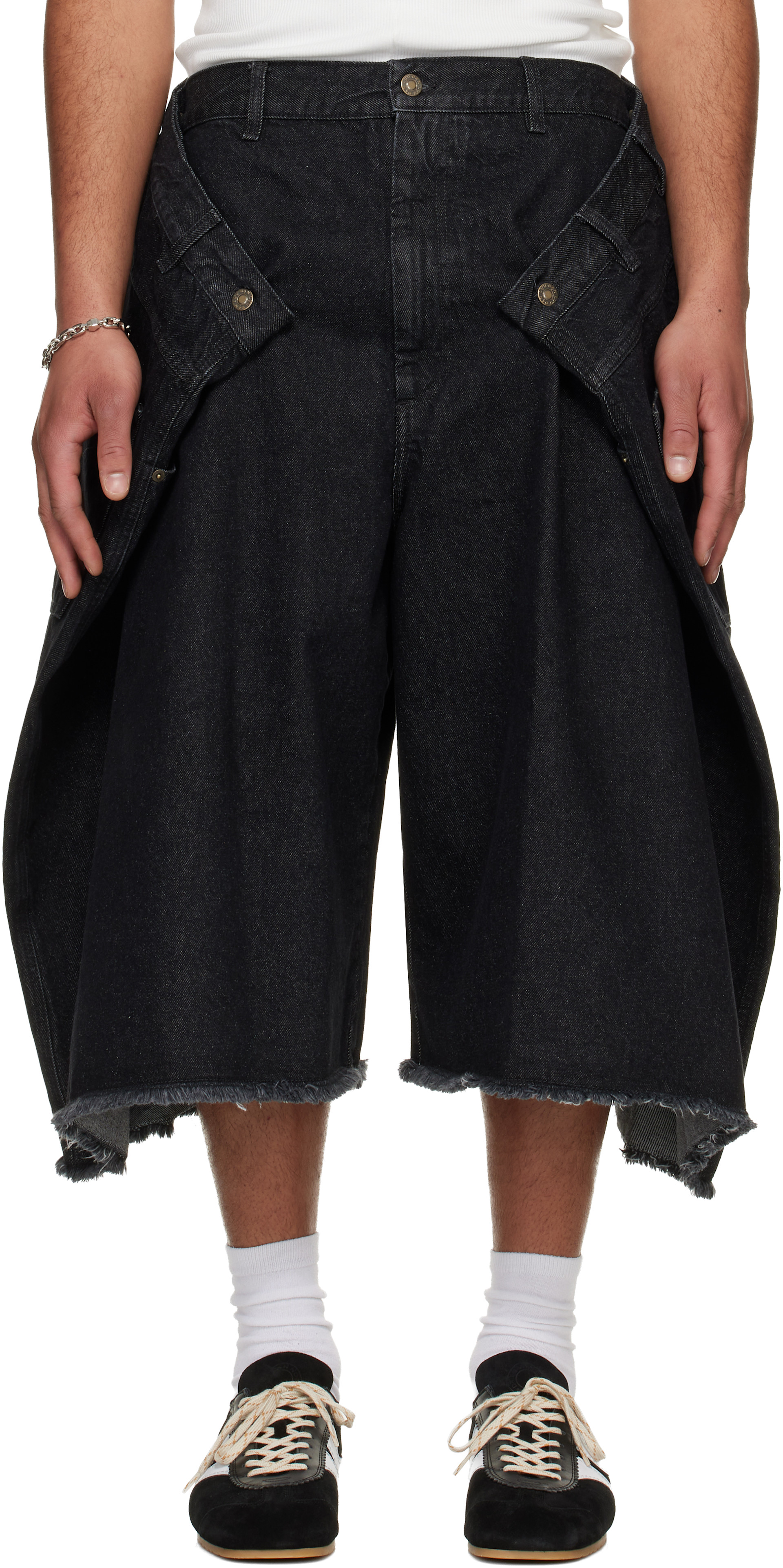 LU’U DAN - Short long noir en denim
