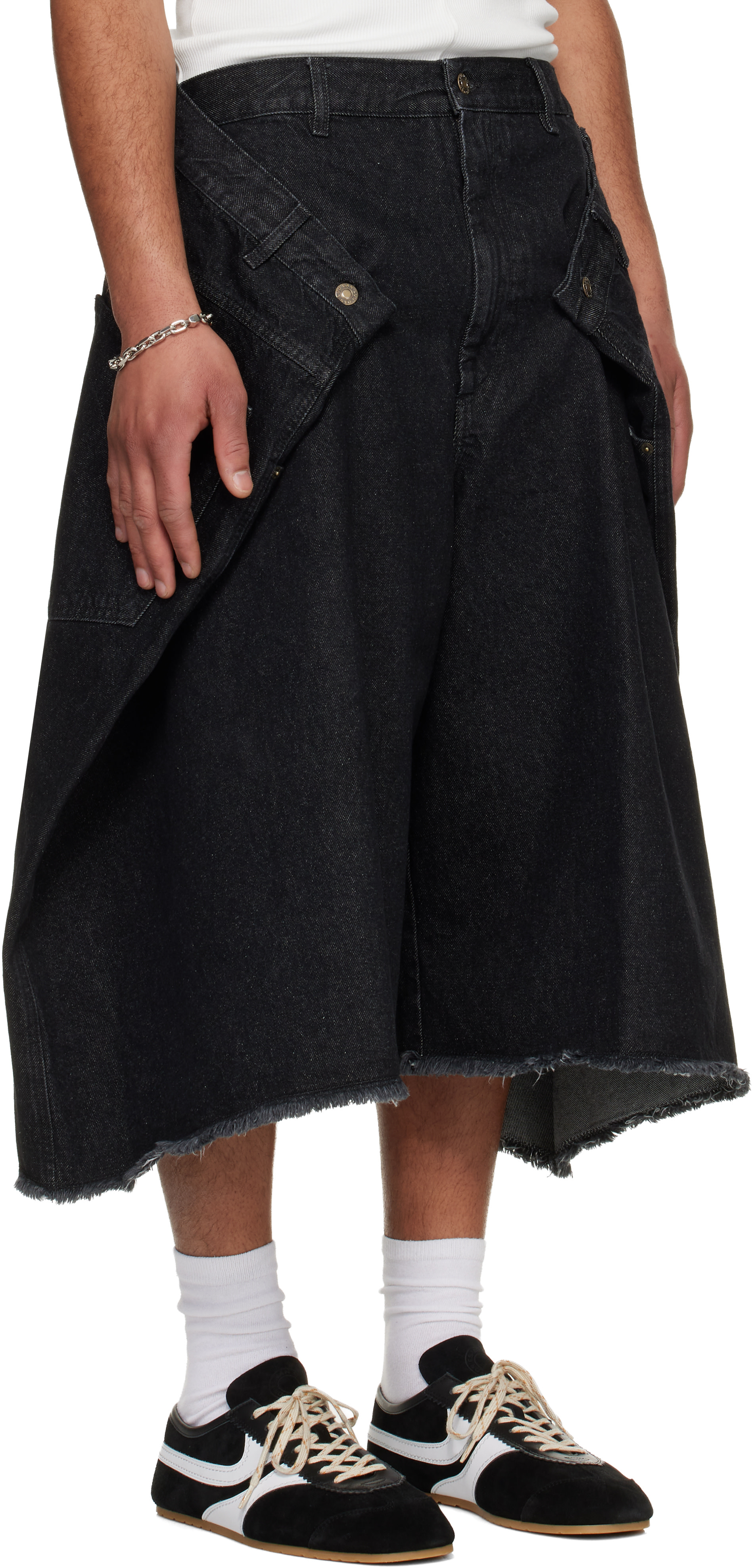 LU’U DAN - Short long noir en denim
