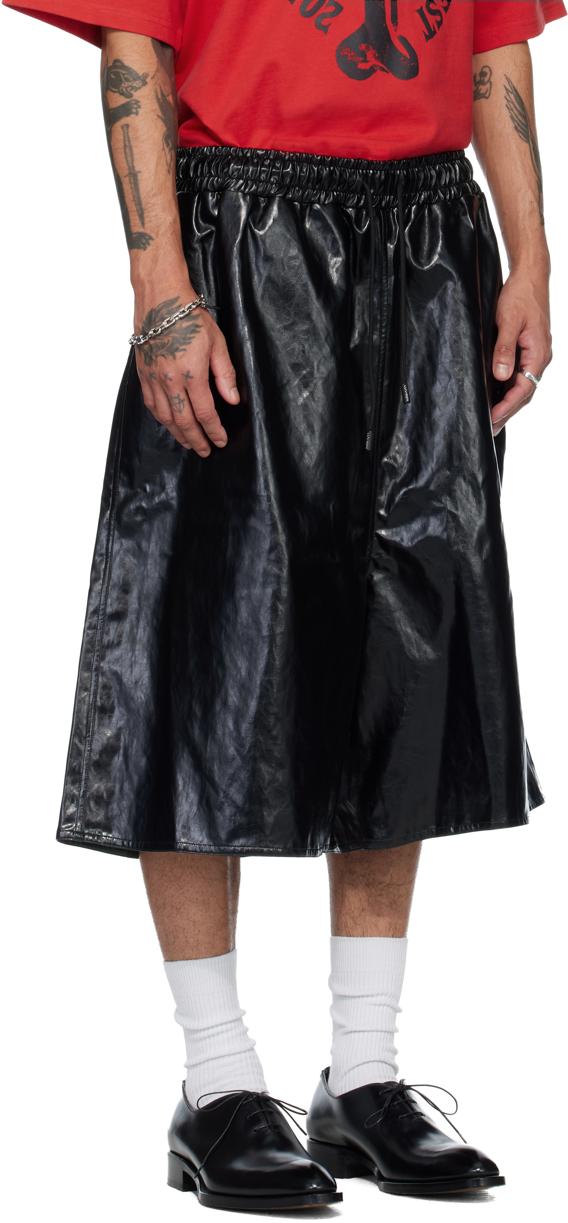 LU'U DAN: Black BBall Faux-Leather Shorts | SSENSE