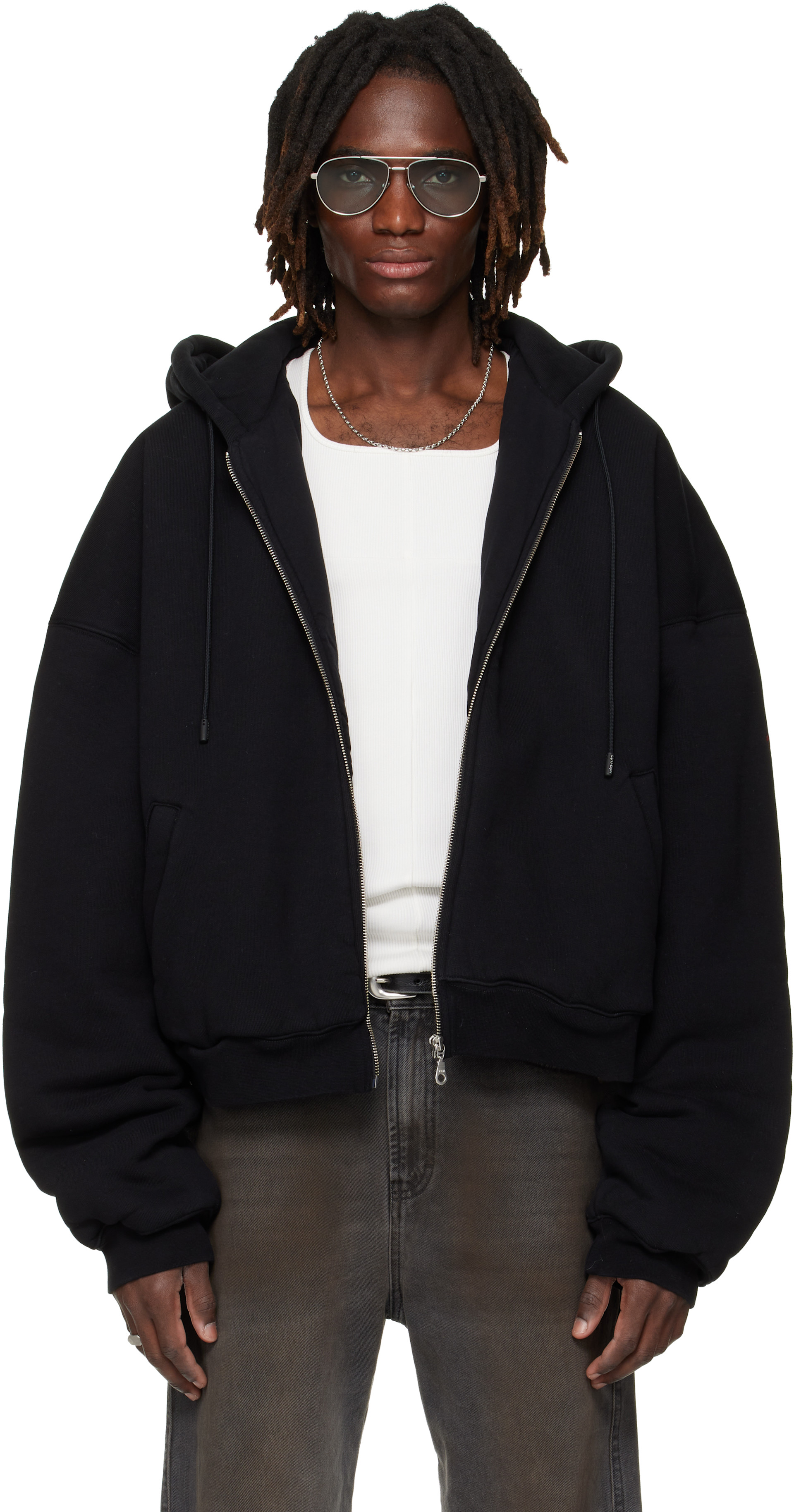 LU’U DAN - Pull à capuche ouatiné noir exclusif à SSENSE