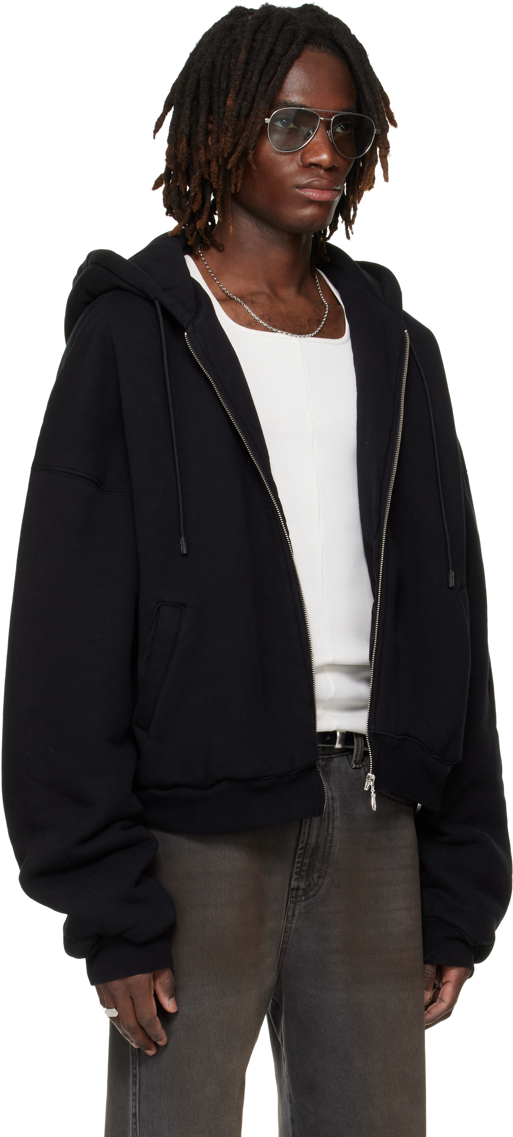 LU’U DAN - Pull à capuche ouatiné noir exclusif à SSENSE