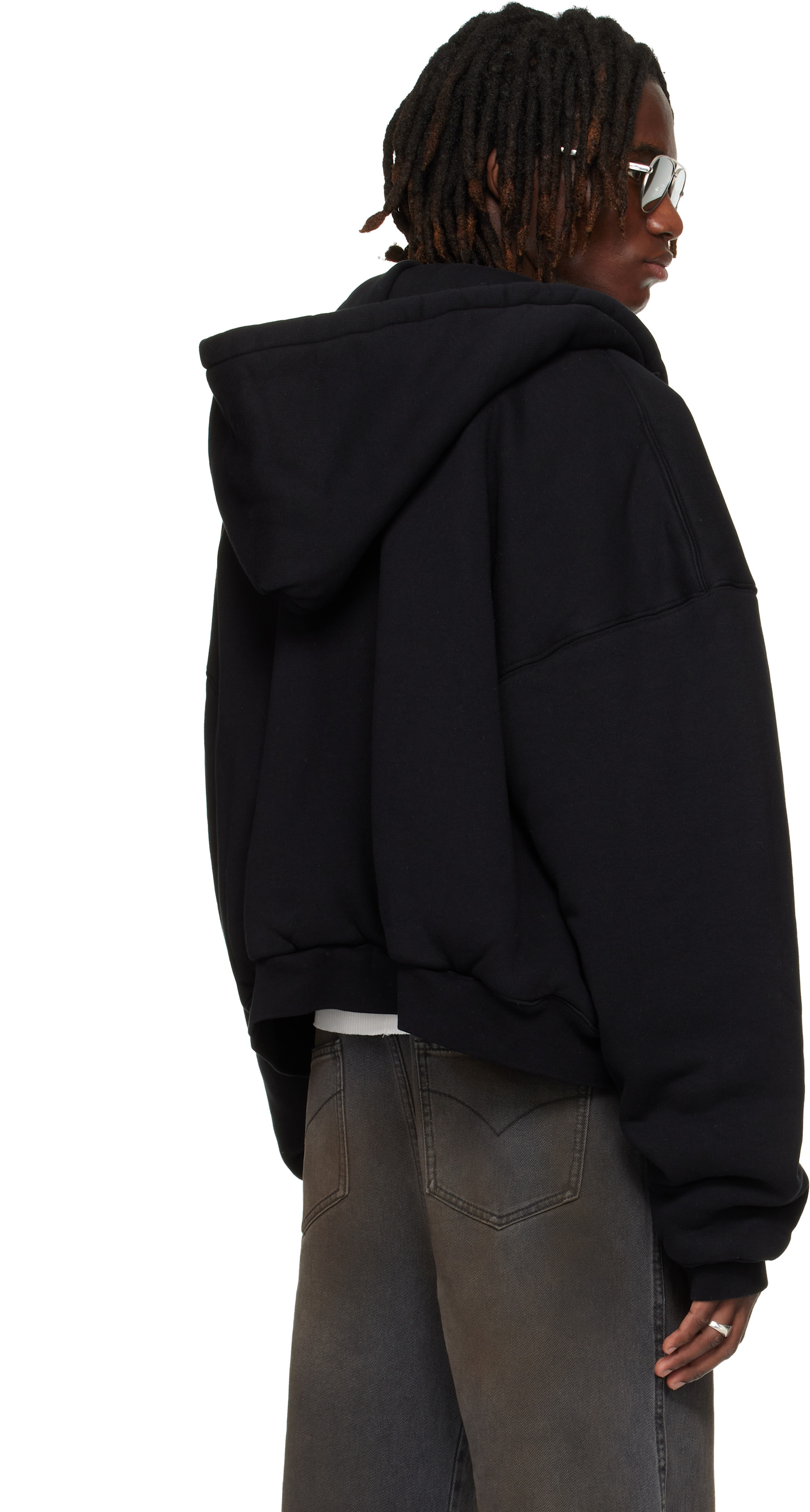 LU’U DAN - Pull à capuche ouatiné noir exclusif à SSENSE