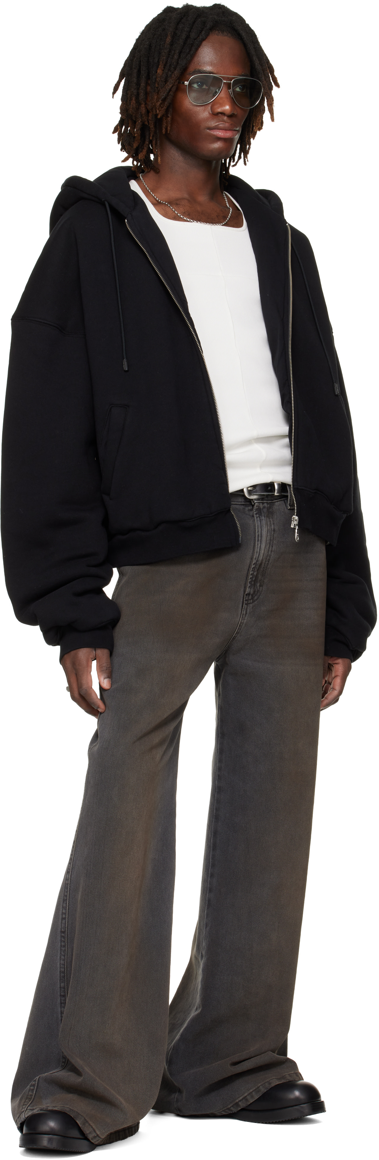 LU’U DAN - Pull à capuche ouatiné noir exclusif à SSENSE