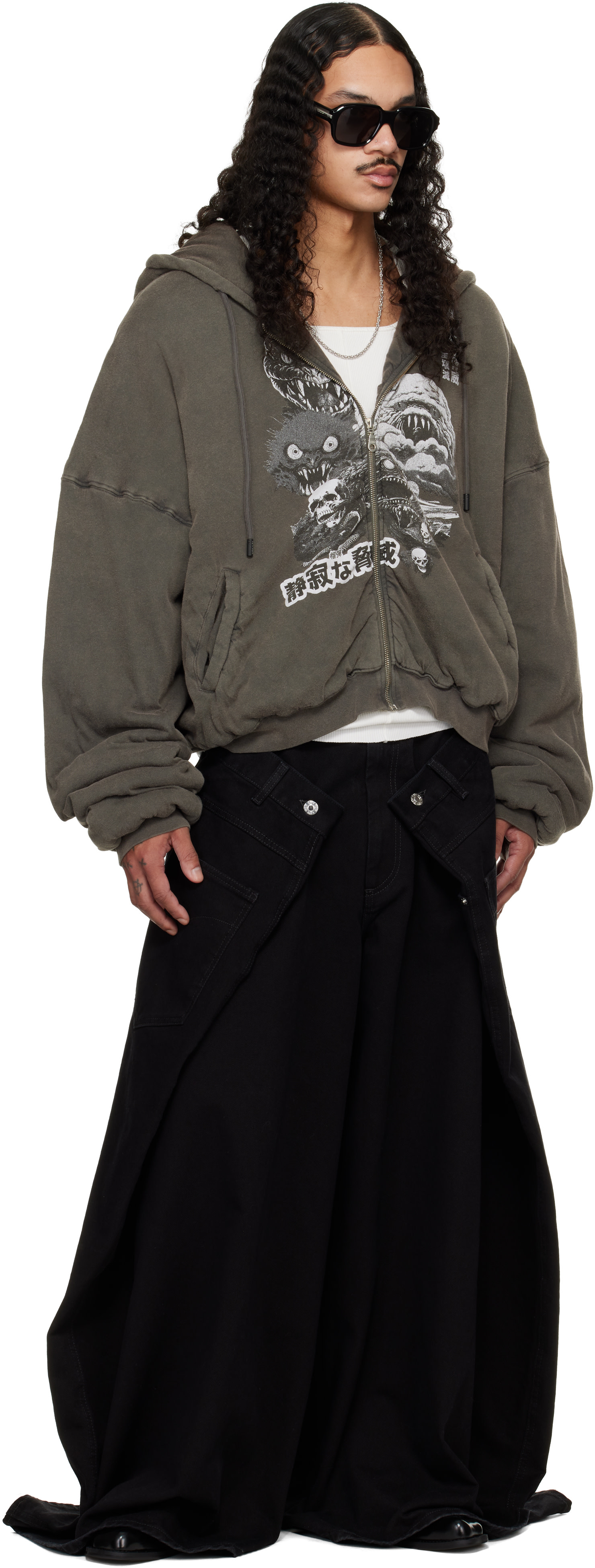 LU’U DAN - Pull à capuche rembourré gris