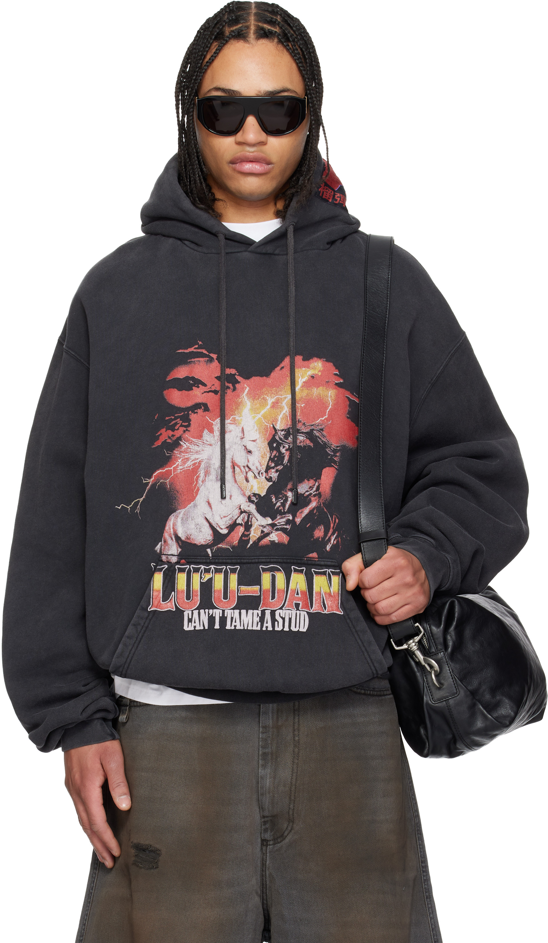 LU'U DAN: Gray 'Year of the Horse' Oversized Hoodie | SSENSE