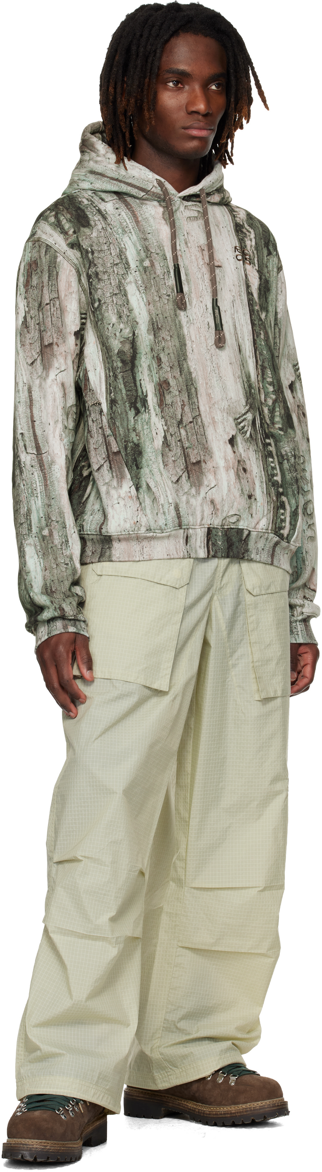 RCOS - Pull à capuche beige et kaki à logo étagé