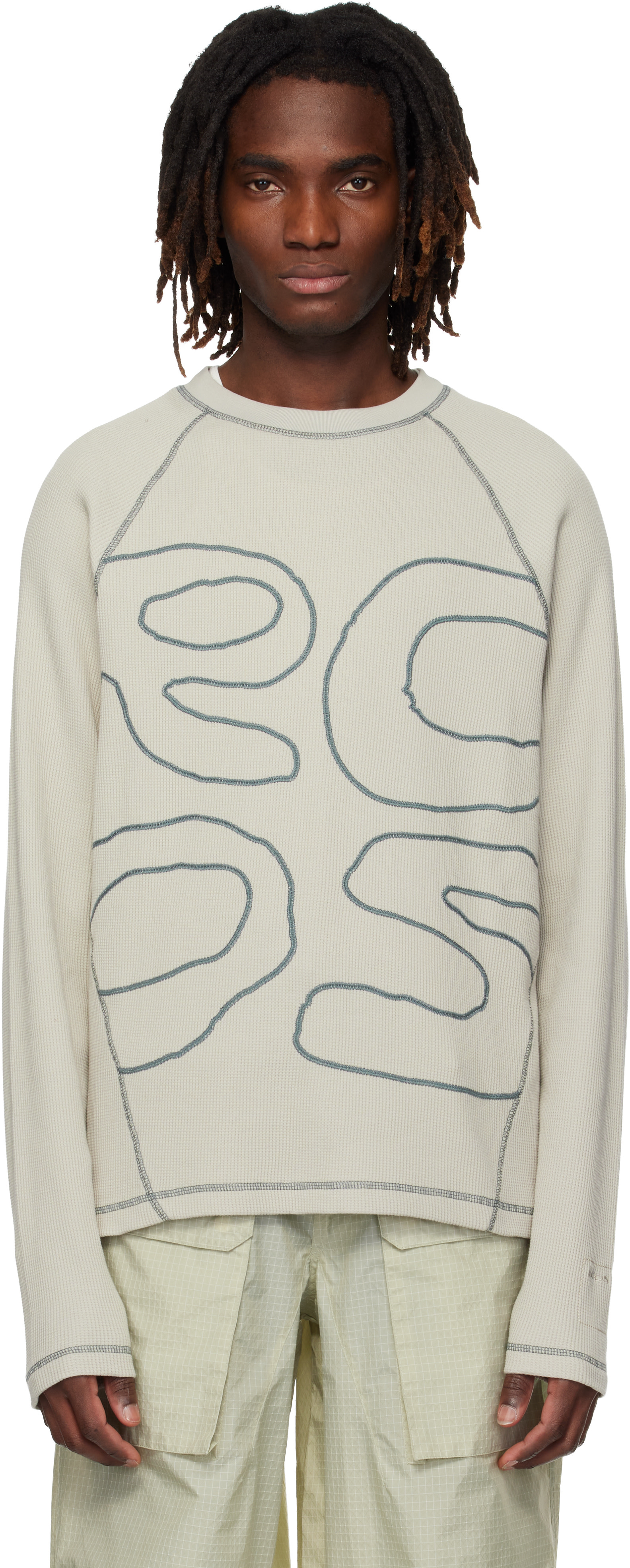 RCOS - ベージュ Stack Logo Waffleknit 長袖Tシャツ