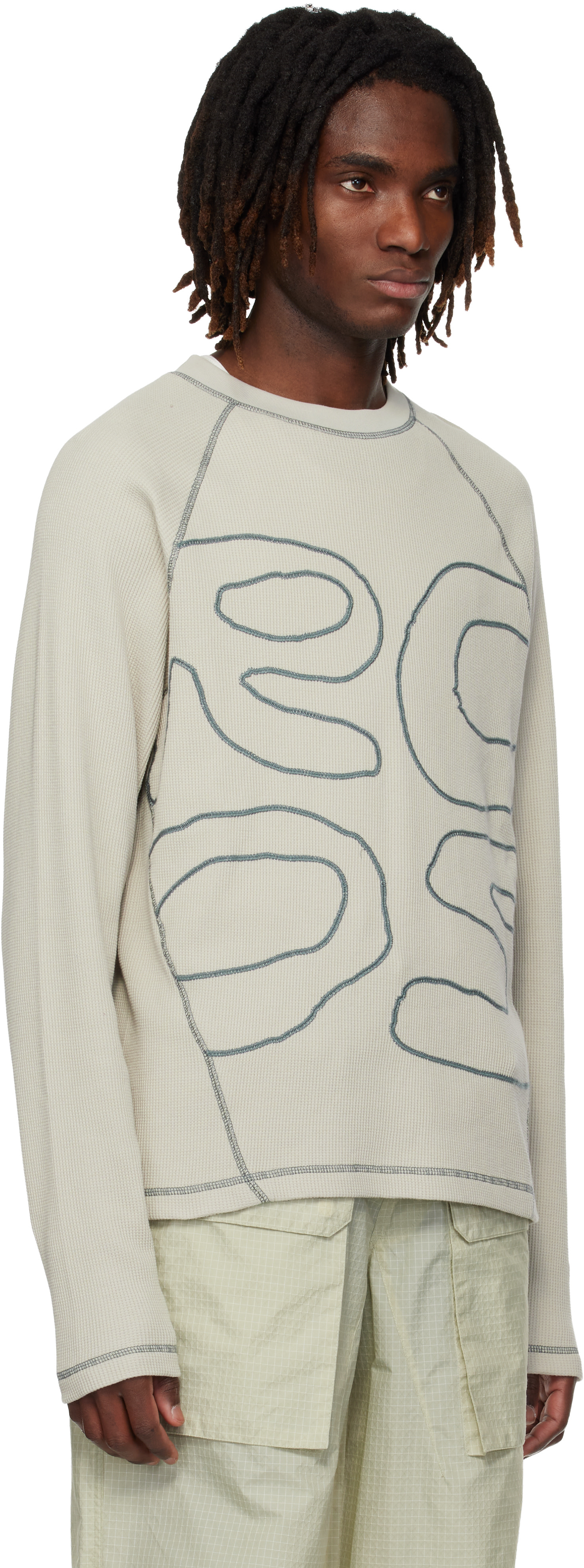 RCOS - ベージュ Stack Logo Waffleknit 長袖Tシャツ