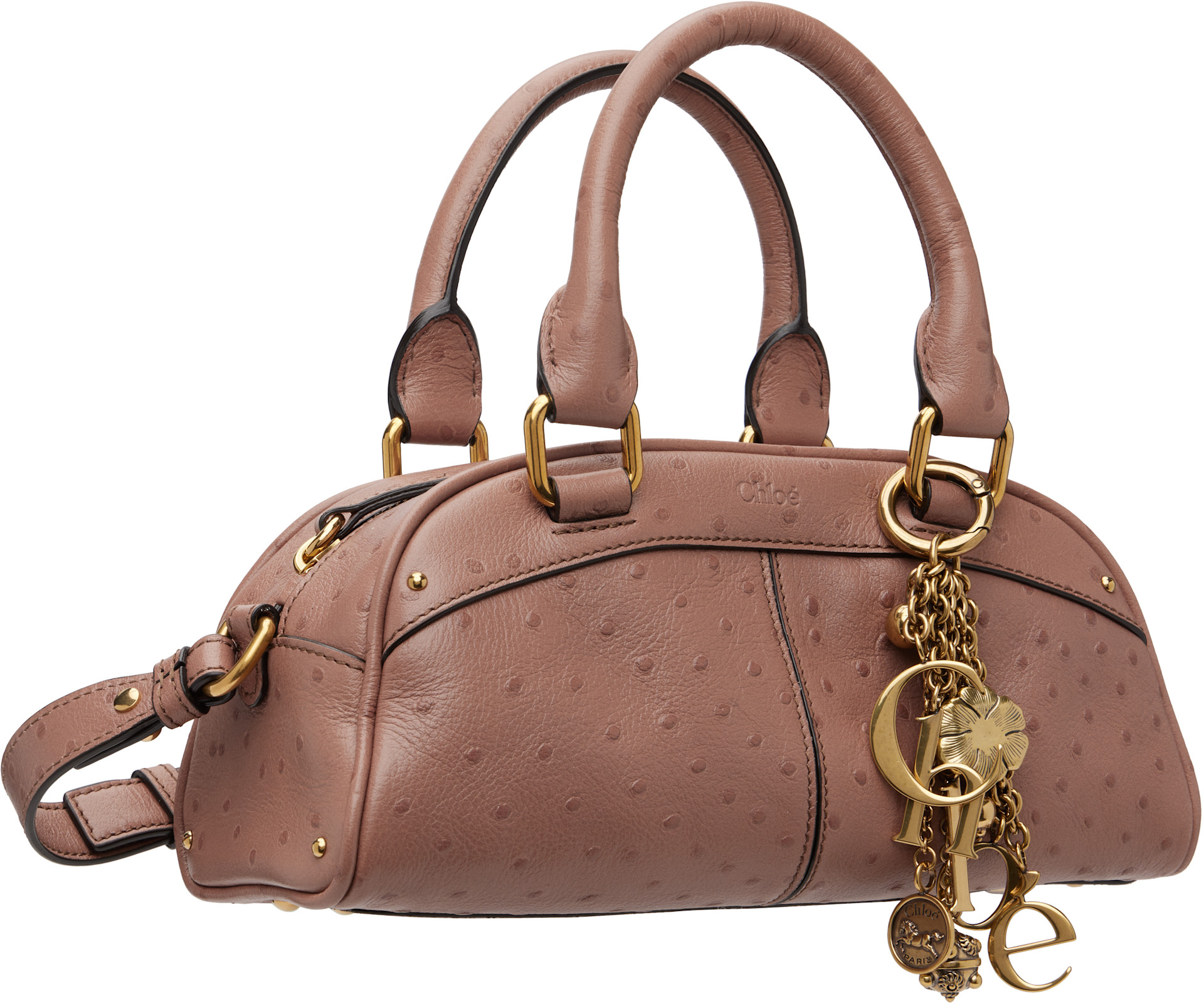 Chloé - Petit sac de bowling rose à logo