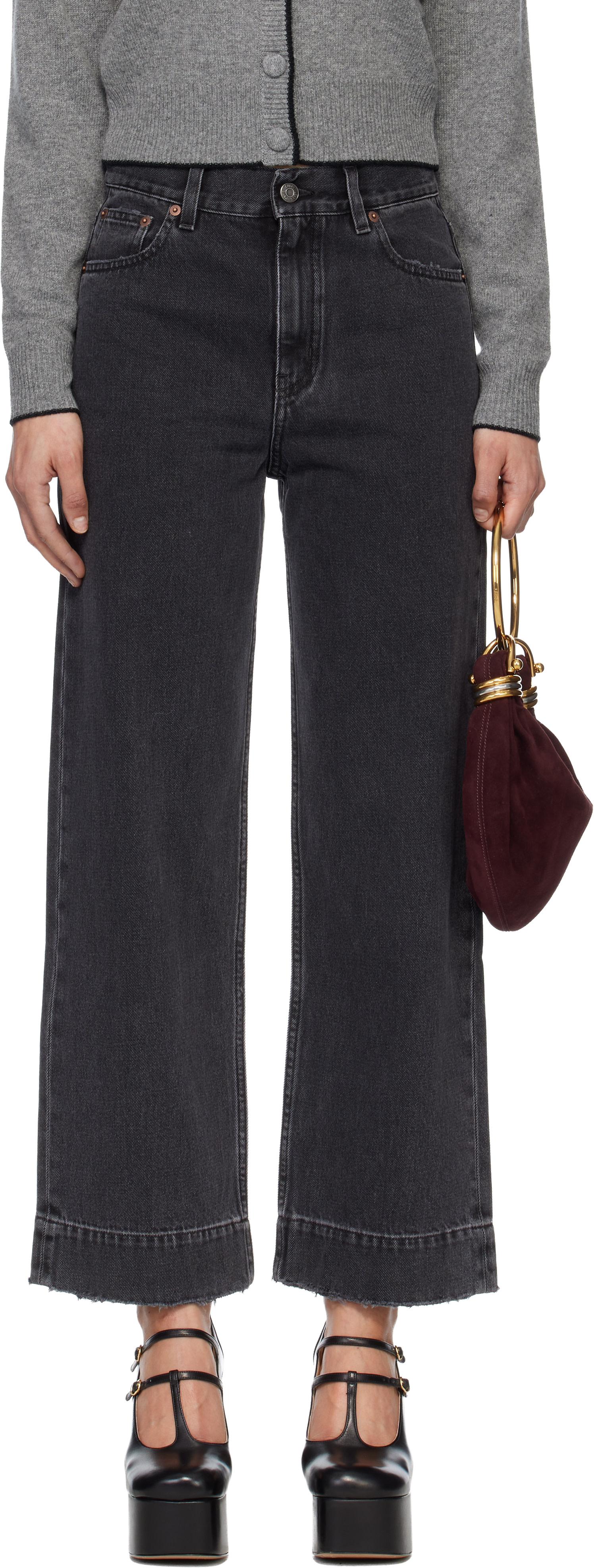 Chloé - Jean écourté noir à taille haute