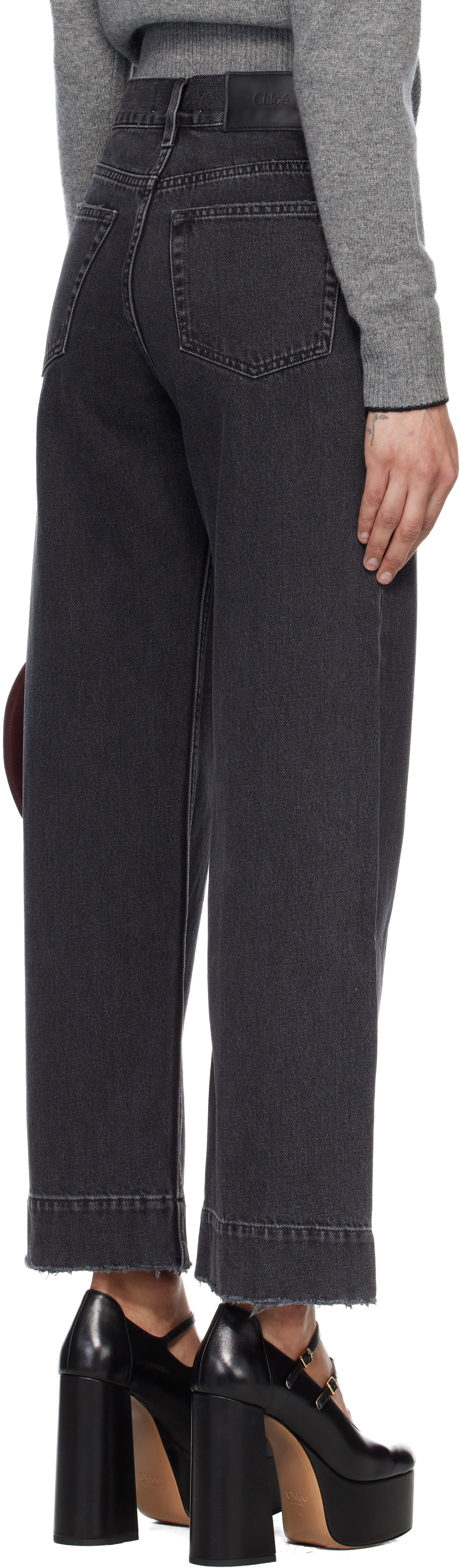 Chloé - Jean écourté noir à taille haute