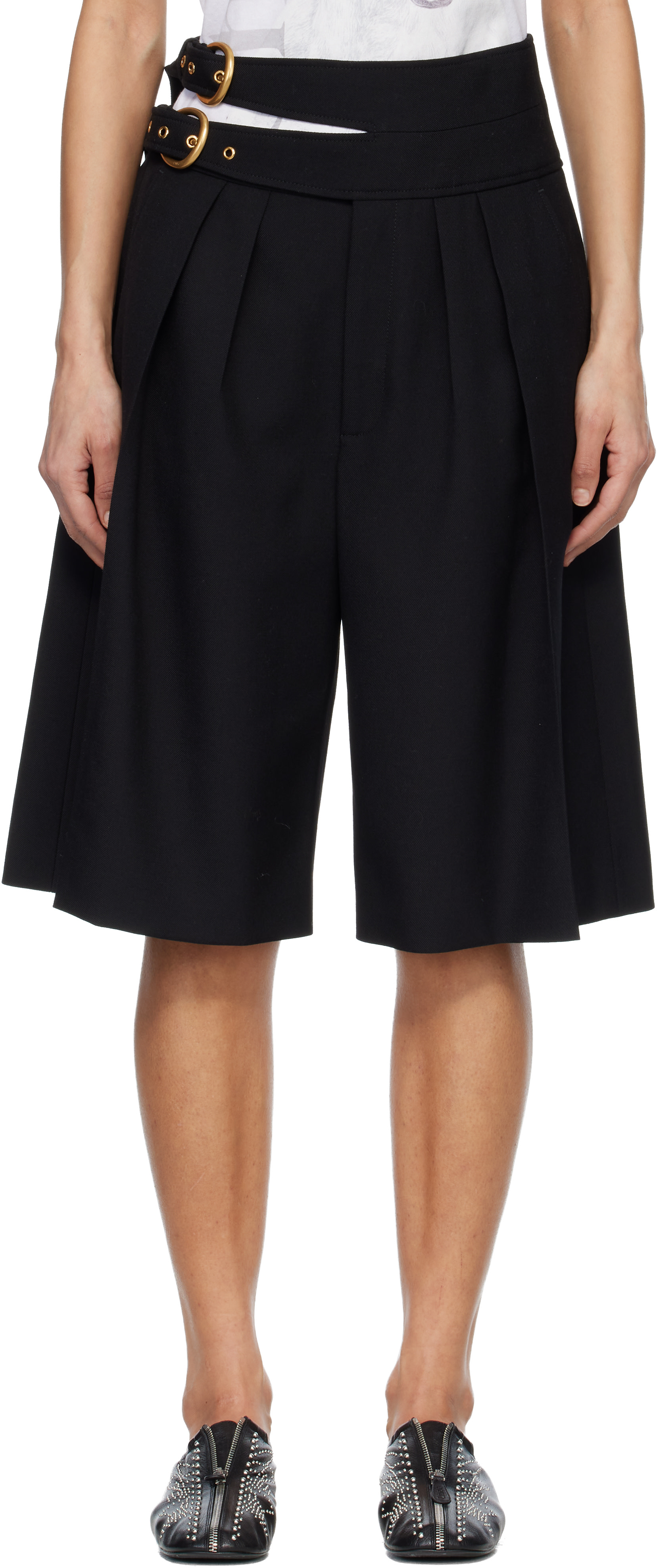 Chloé - Short noir à à taille étagée