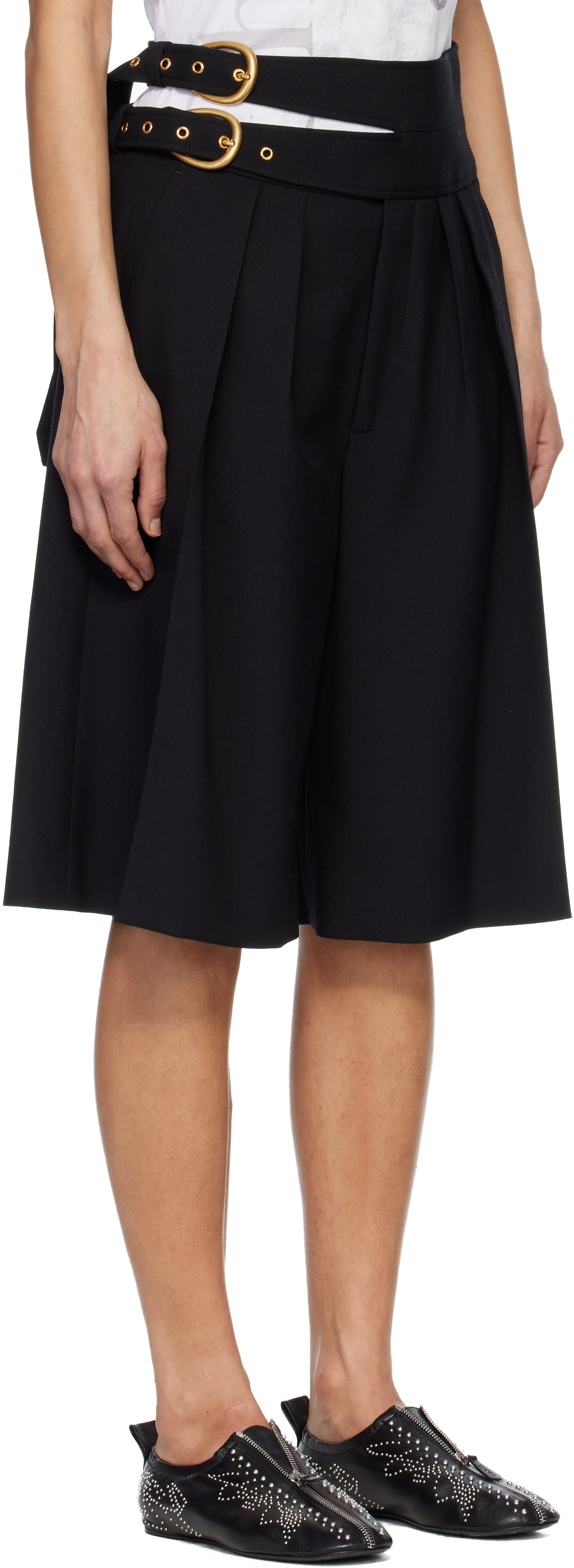 Chloé - Short noir à à taille étagée