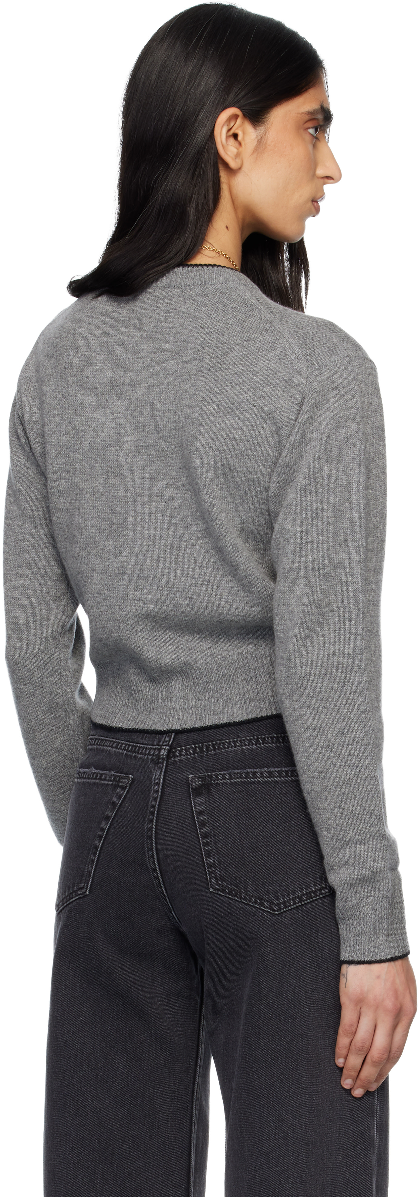 Chloé - Cardigan ajusté gris à logo