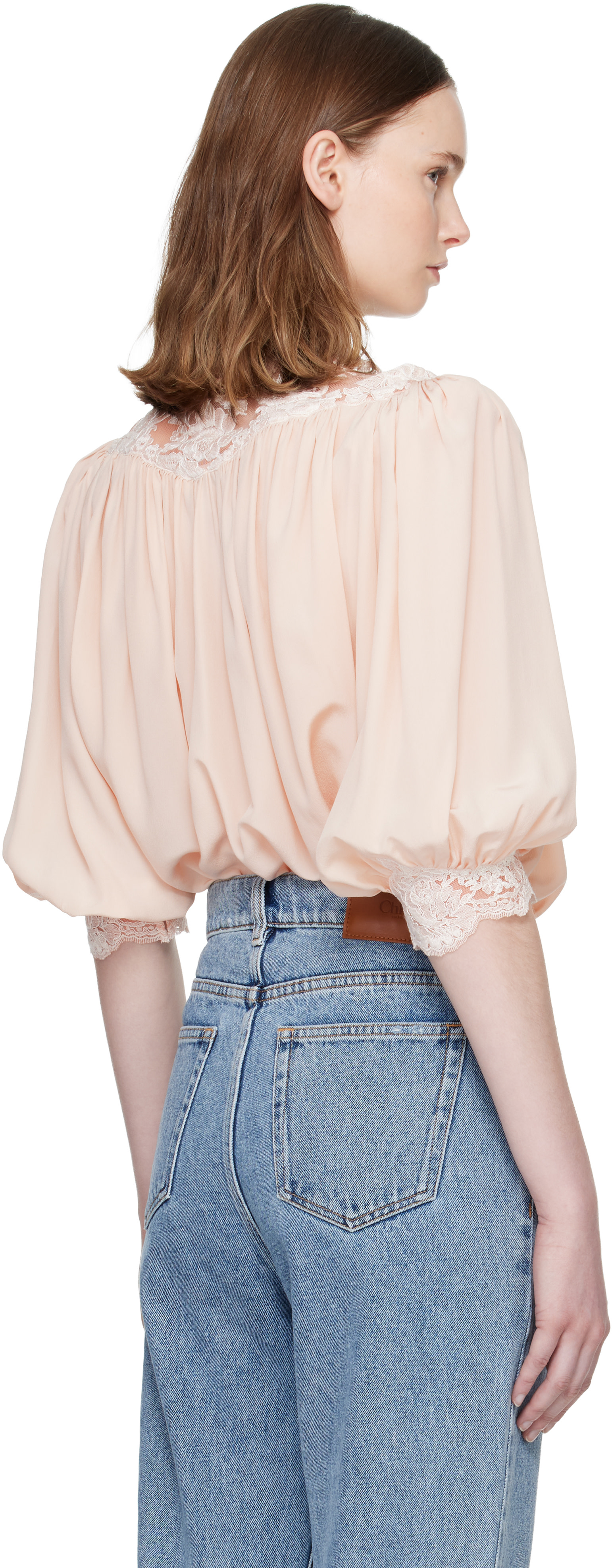 Chloé: ピンク Fluid Puff-Sleeve ブラウス | SSENSE 日本