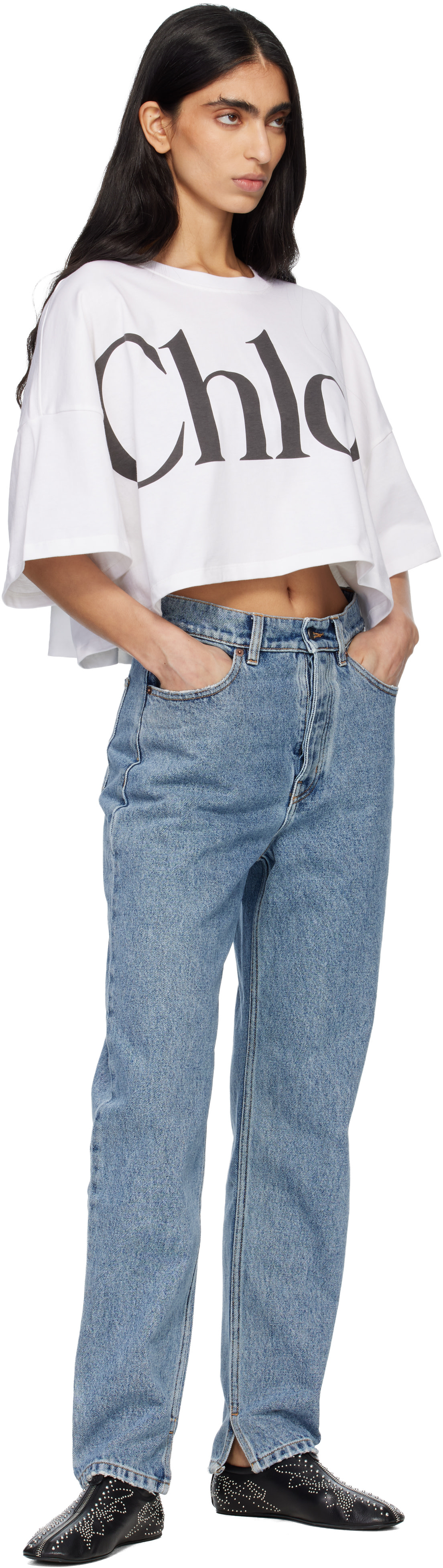 Chloé - T-shirt blanc à logo