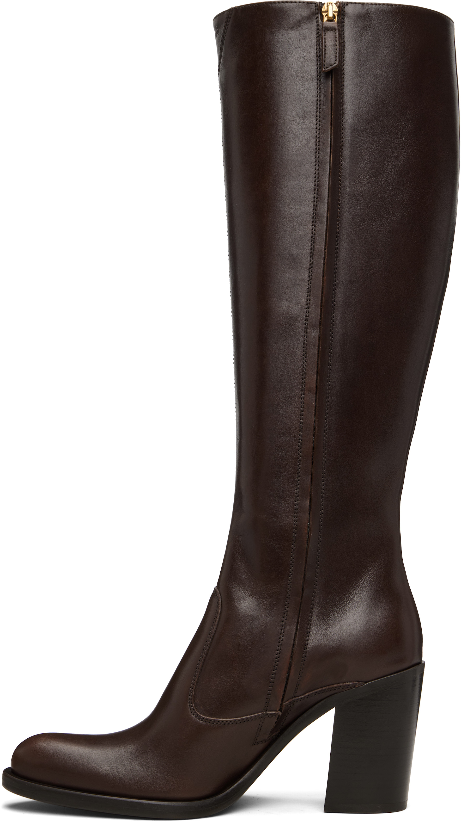 Chloé - Bottes hautes Phoenix brunes à talon bottier